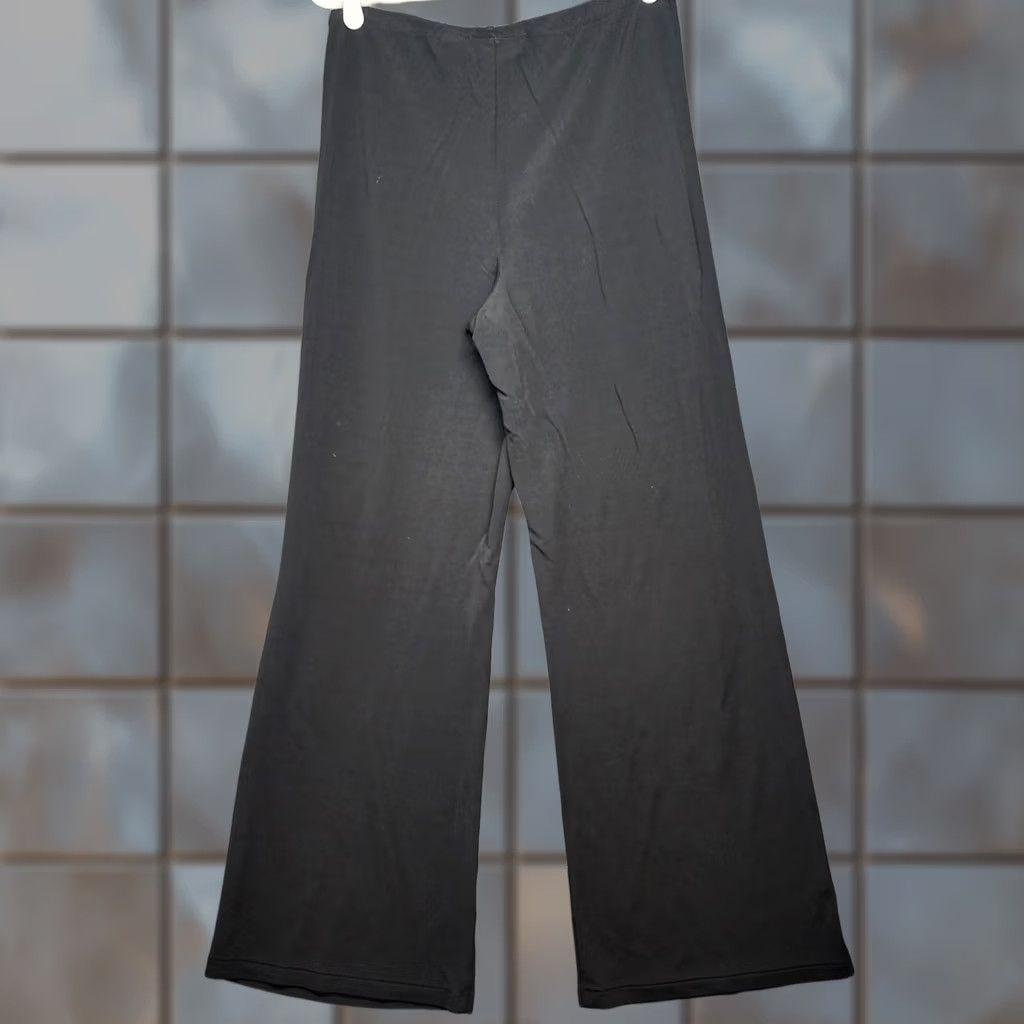 Ralph Lauren VINTAGE Ralph Lauren Pants Womens Medium Black Slinky Stretch Pull On Dress Pants Wide-Leg Office Size 32" / US 10 / IT 46 - 1 Thumbnail