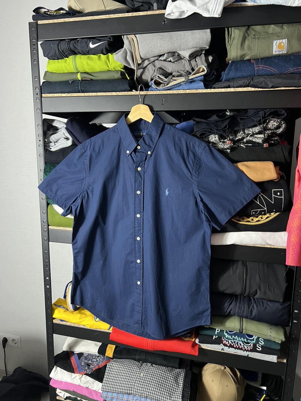 Polo Ralph Lauren 💙 Ralph Lauren Custom Fit Short Sleeve Shirt Navy Blue Size US L / EU 52-54 / 3 - 1 Thumbnail