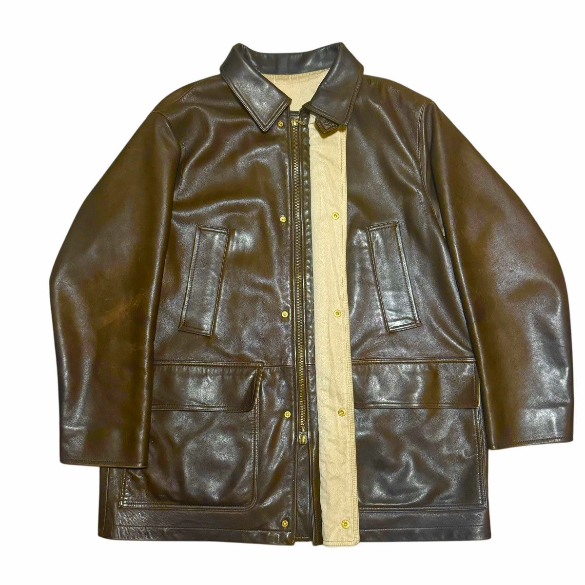 A.PRESSE A.PRESSE Leather Hunting Coat Size US L / EU 52-54 / 3 - 7 Thumbnail