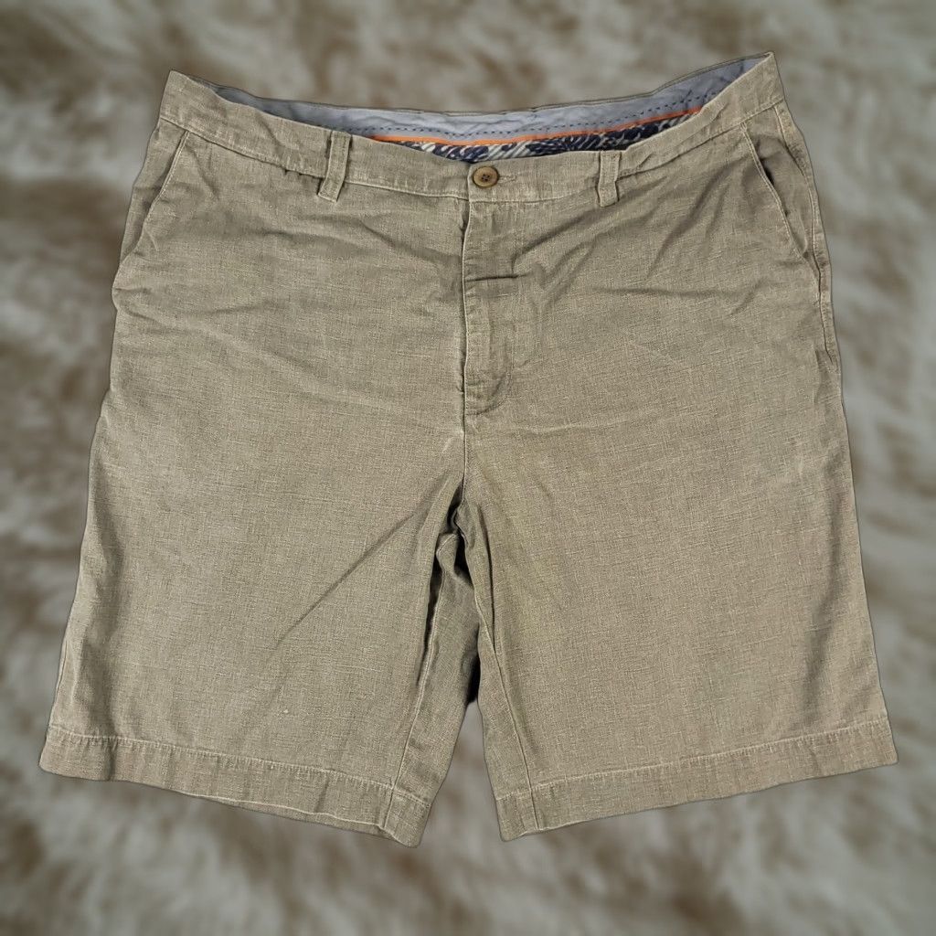 Tommy Bahama VINTAGE Tommy Bahama Shorts Mens 38 Casual Chino Beige Herringbone Summer Linen Look Size US 38 / EU 54 - 1 Thumbnail