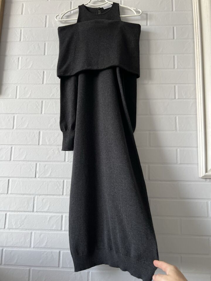 Brunello Cucinelli Brunello Cucinelli Long Cashmere Dress Grey Size S Size S / US 4 / IT 40 - 1 Thumbnail