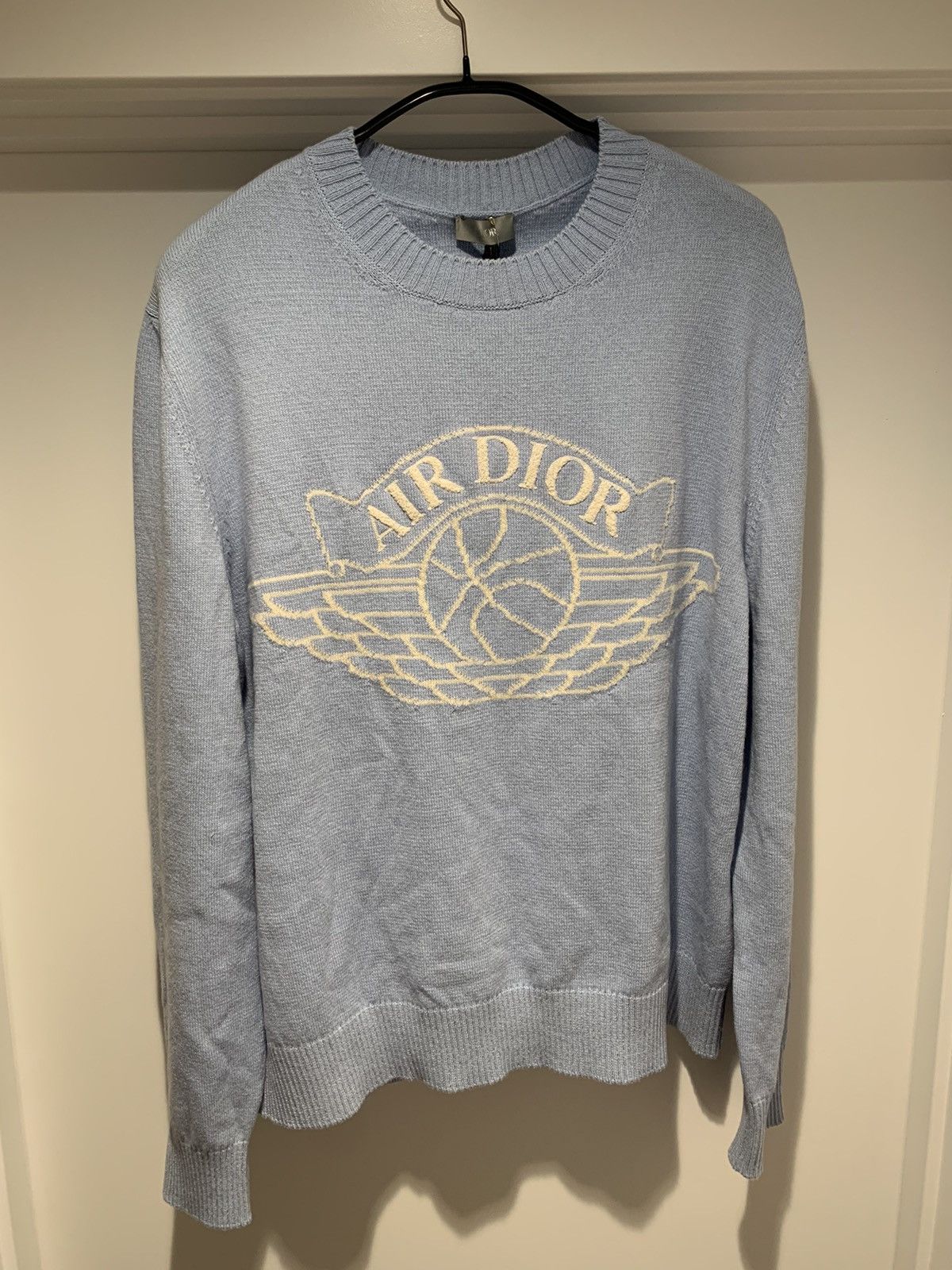 Dior × Jordan Brand (BNWT) Kim Jones “Air Dior” blue cashmere sweater Size US L / EU 52-54 / 3 - 1 Thumbnail