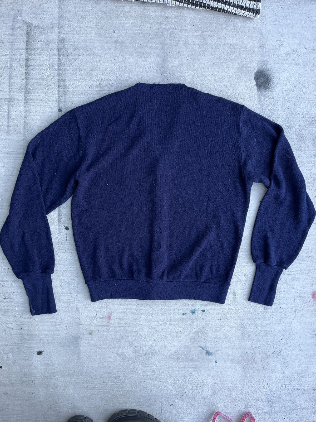 JCPenney × Vintage 1980s The Fox Sweater by Jofremy – Navy Wool Cardigan (L) Size US L / EU 52-54 / 3 - 2 Thumbnail