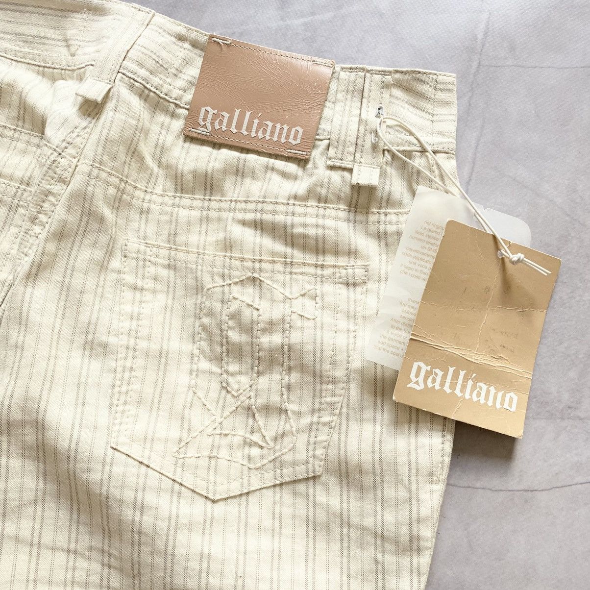 John Galliano NEW Galliano Big Logo Striped Pants Jeans Regular Y2K Size 27" / US 4 / IT 40 - 4 Thumbnail