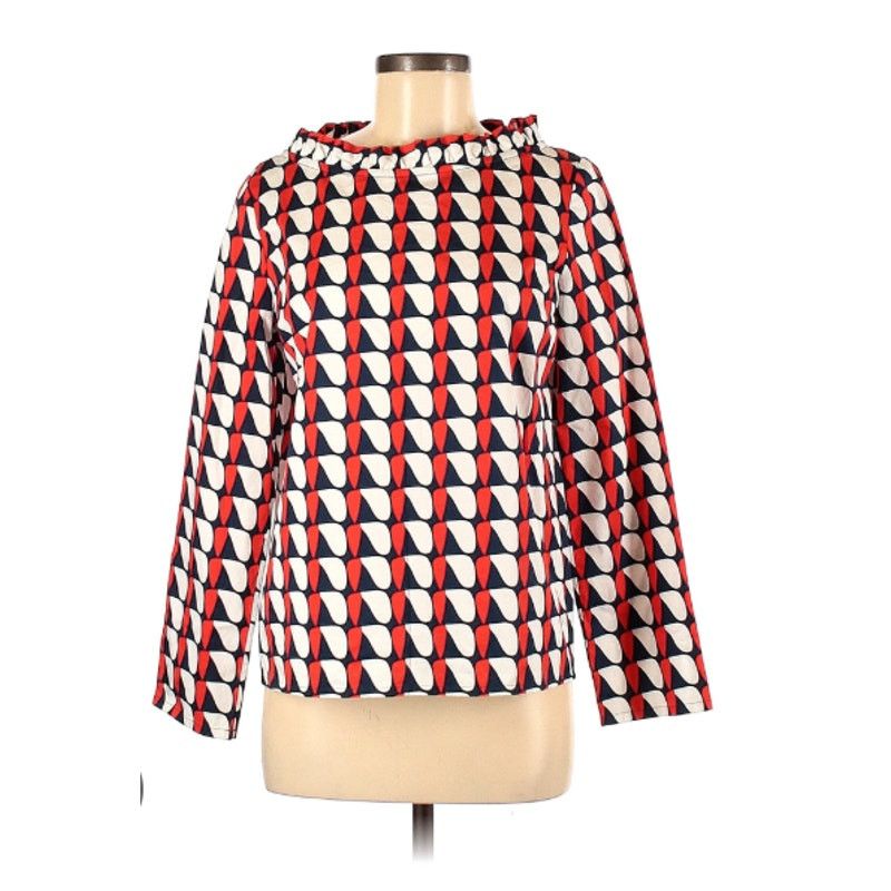 Cos Cos Ruffle Neck Geometric Long Sleeve Top Red Blue 6 NEW Size M / US 6-8 / IT 42-44 - 1 Thumbnail