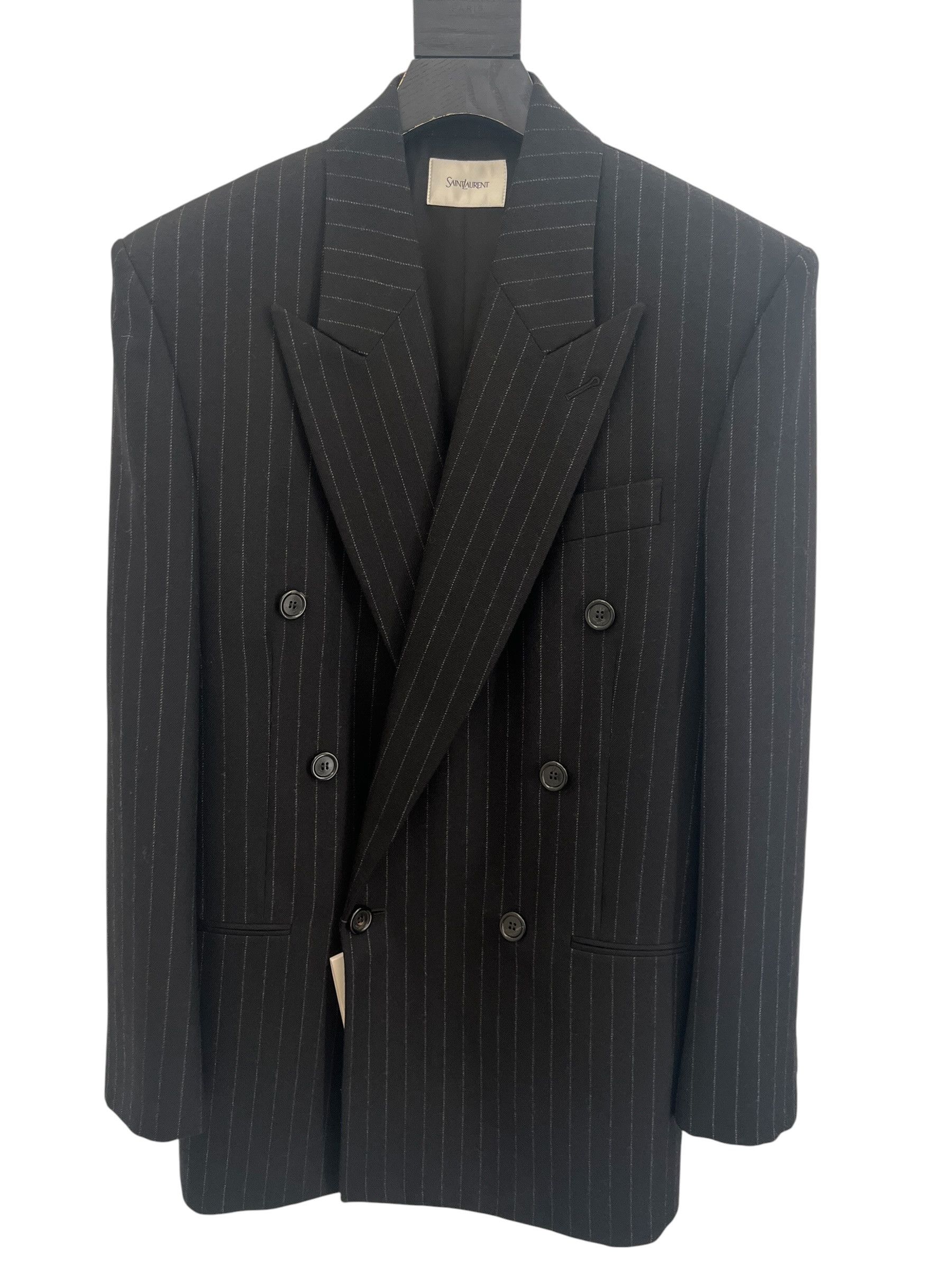 Saint Laurent Paris Saint Laurent Wool & Cashmere Striped Jacket Size 52R - 1 Thumbnail