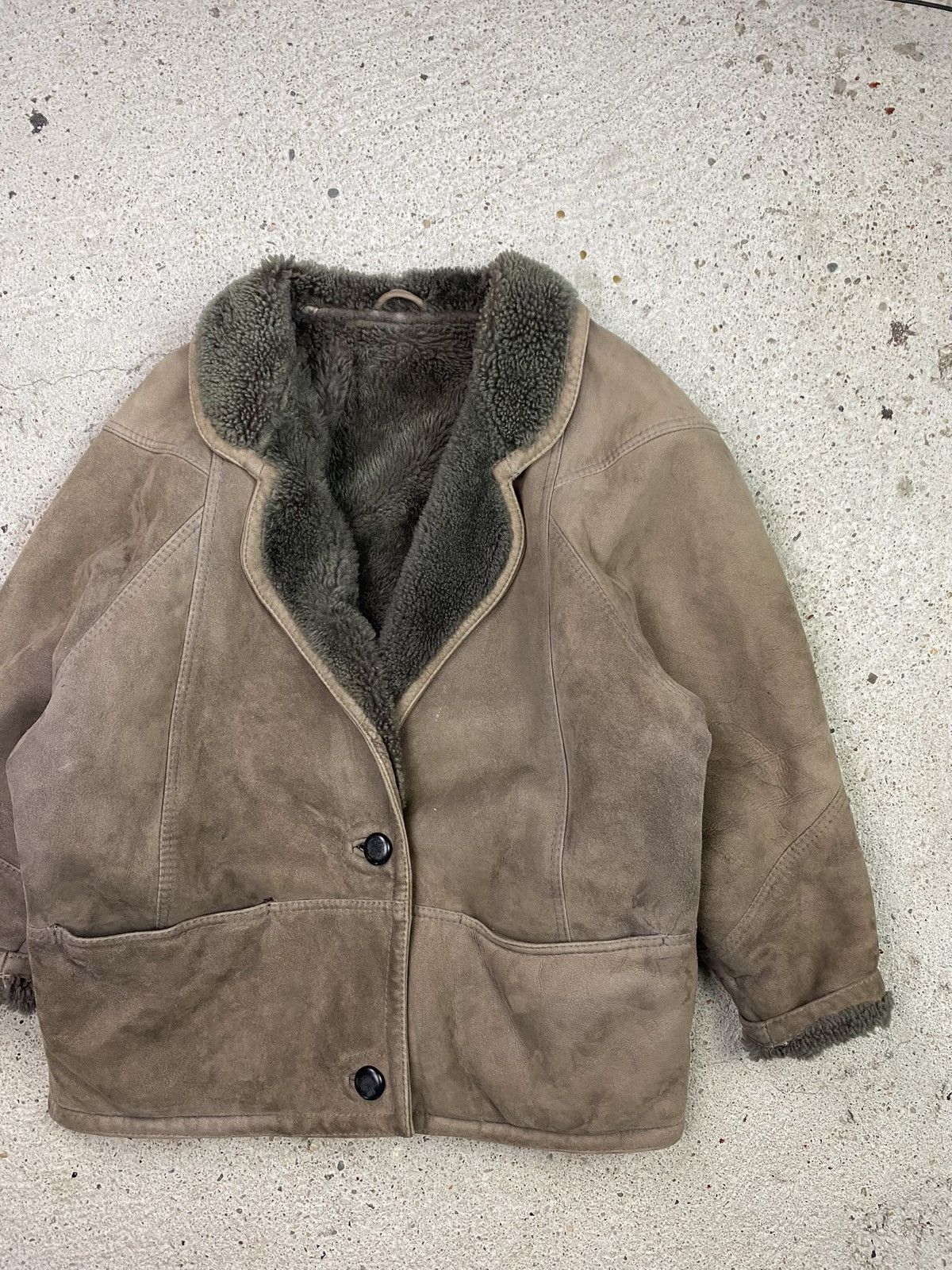 Vintage Shearling leather jacket brown warm made in italy Size US L / EU 52-54 / 3 - 10 Thumbnail