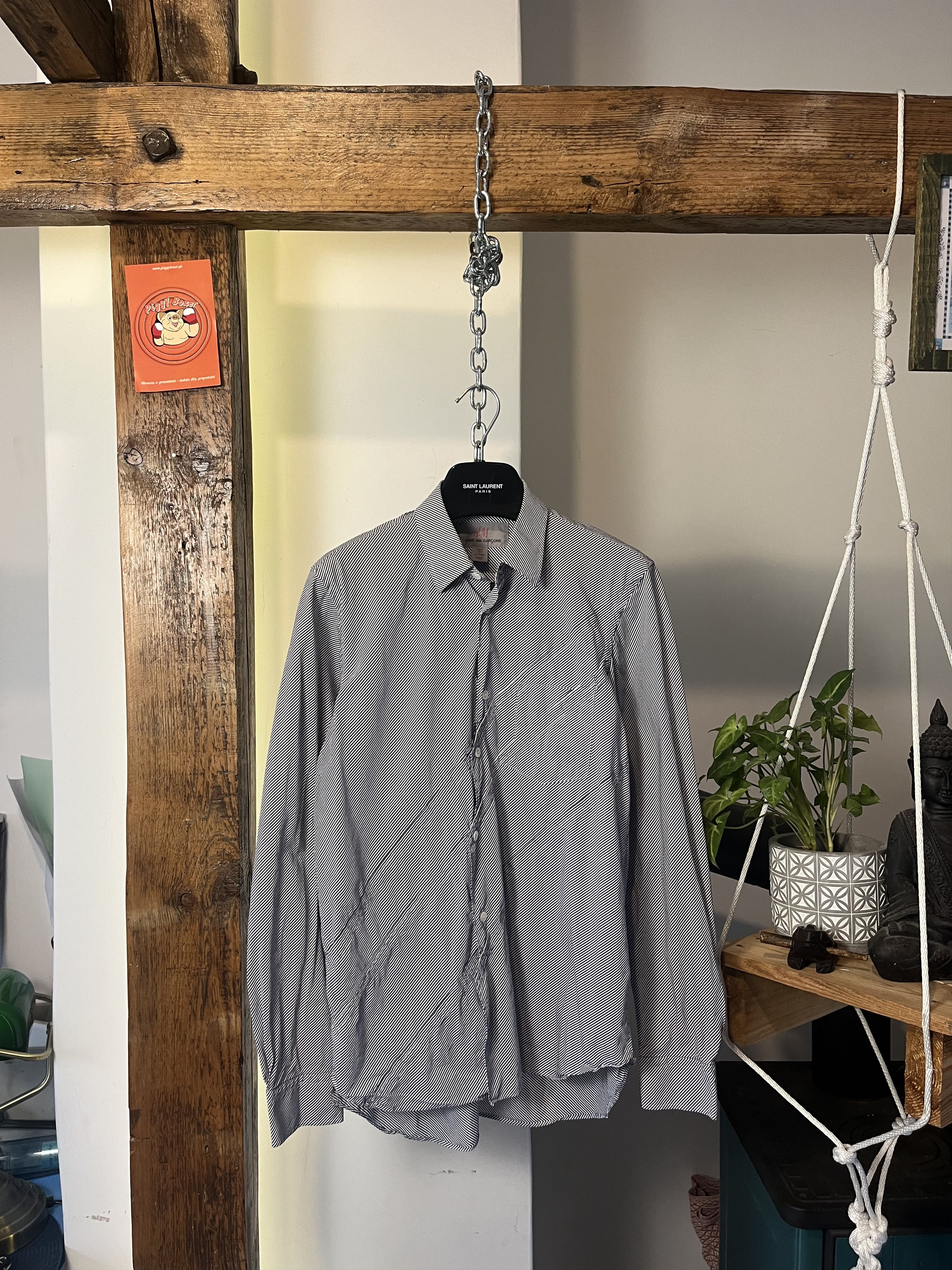 Comme des Garcons × Comme des Garcons Homme Plus AW08 Comme Des Garcons X H&M Assymetrical Striped Shirt Size US S / EU 44-46 / 1 - 1 Thumbnail