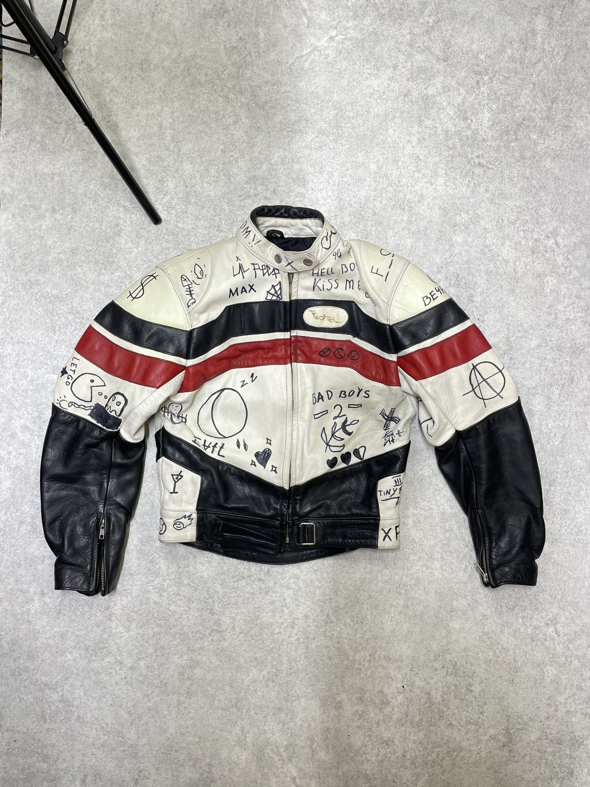 NASCAR Y2K Japan Custom Lil Peep Leather Moto Jacket Size US M / EU 48-50 / 2 - 1 Thumbnail