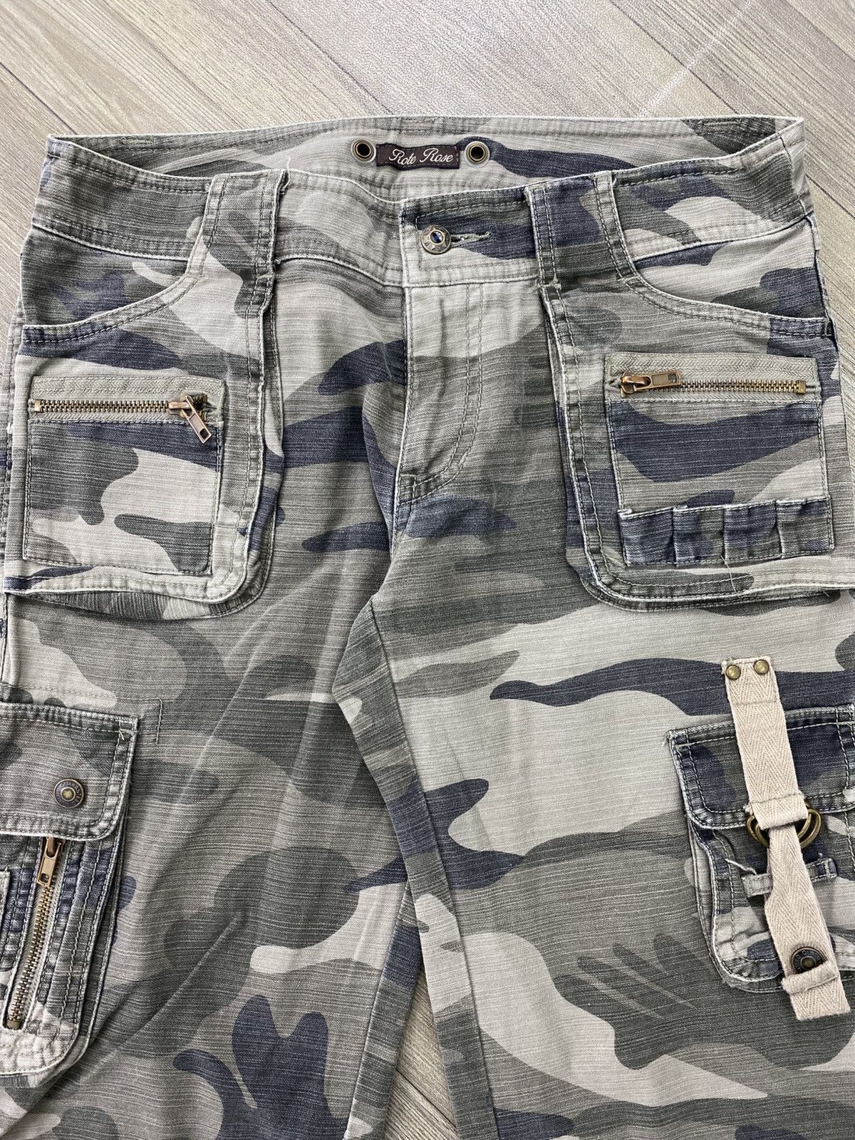 Hysteric Glamour Vintage Rote Rose Bondage Camo Military Lgb Flared Pants Y2K Size US 29 - 3 Thumbnail
