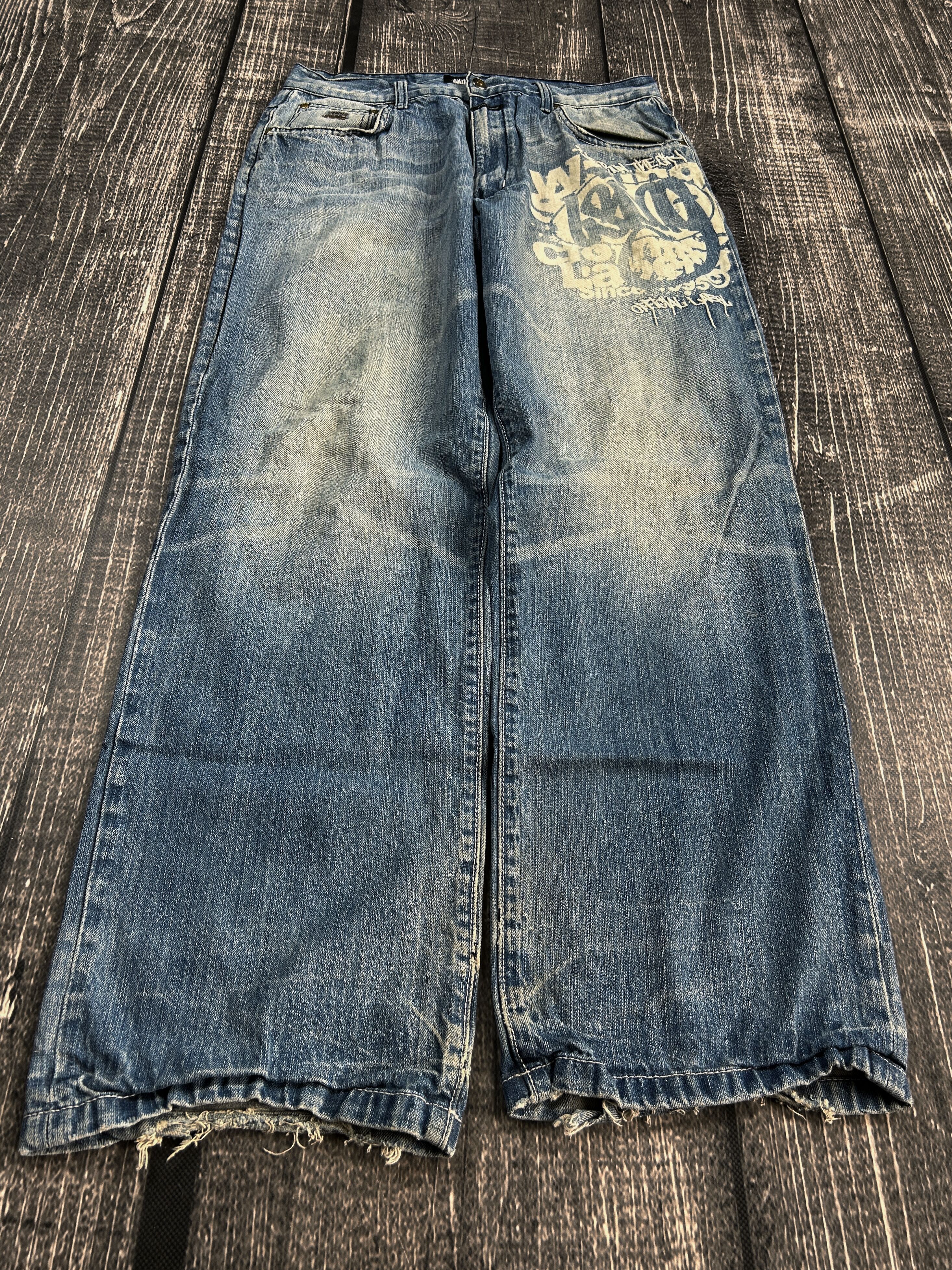 Japanese Brand VTG Baggy Rap SK8 JNCO Balenci Style Washed Jeans Y2K Size US 32 / EU 48 - 1 Thumbnail