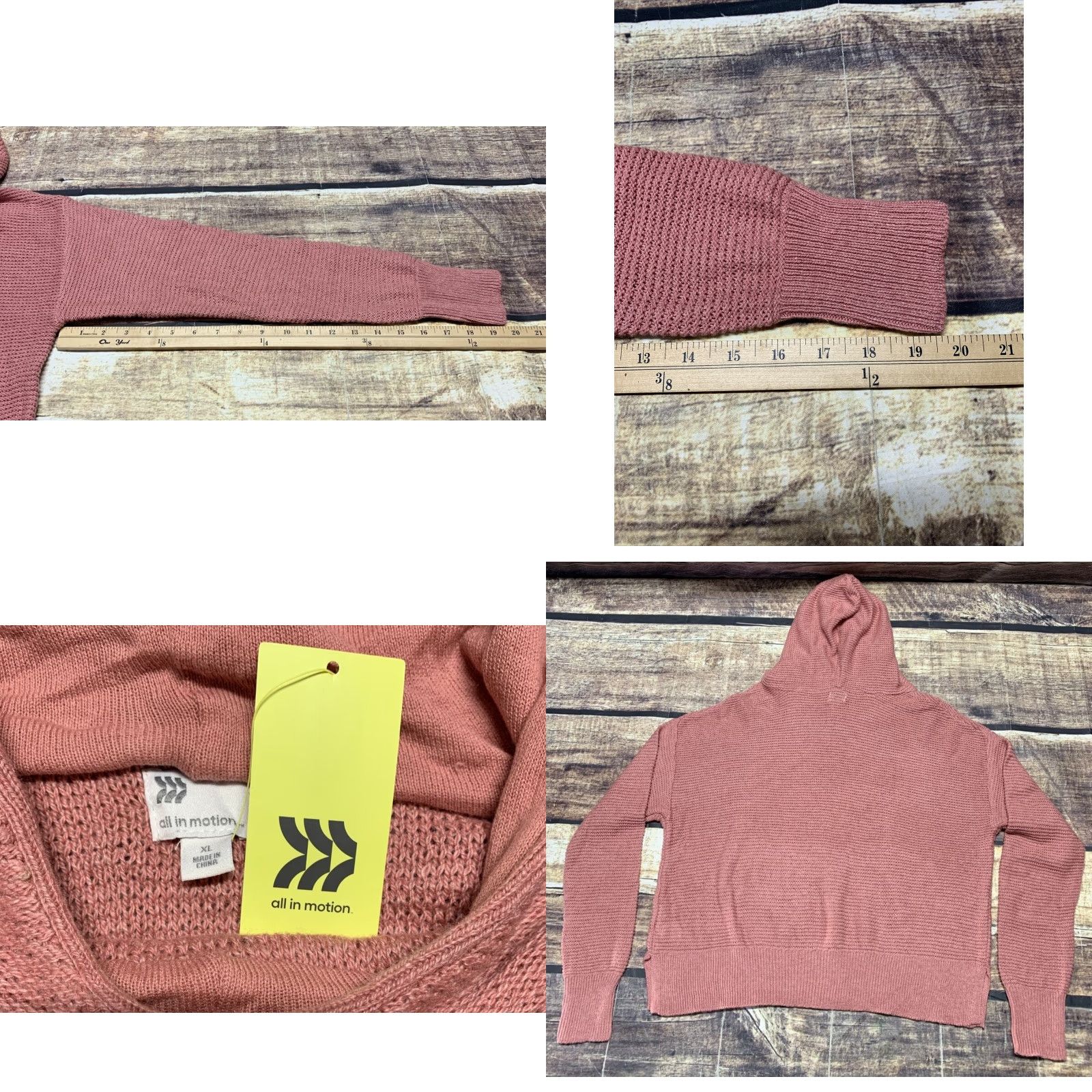 Vintage All in Motion Women's Rose Red Long Sleeve Hooded Sweater XL Extra Large NEW NWT Size XL / US 12-14 / IT 48-50 - 8 Thumbnail