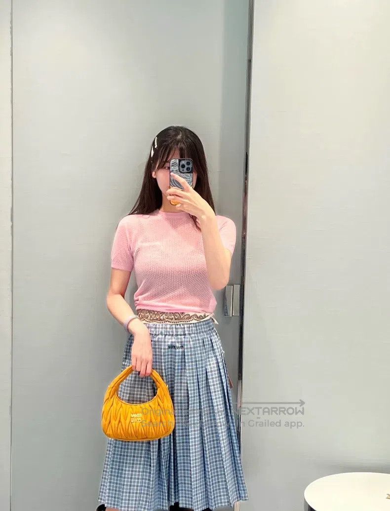 Miu Miu Miu Miu 38 Pink hollow cashmere short sleeves Size M / US 6-8 / IT 42-44 - 6 Thumbnail