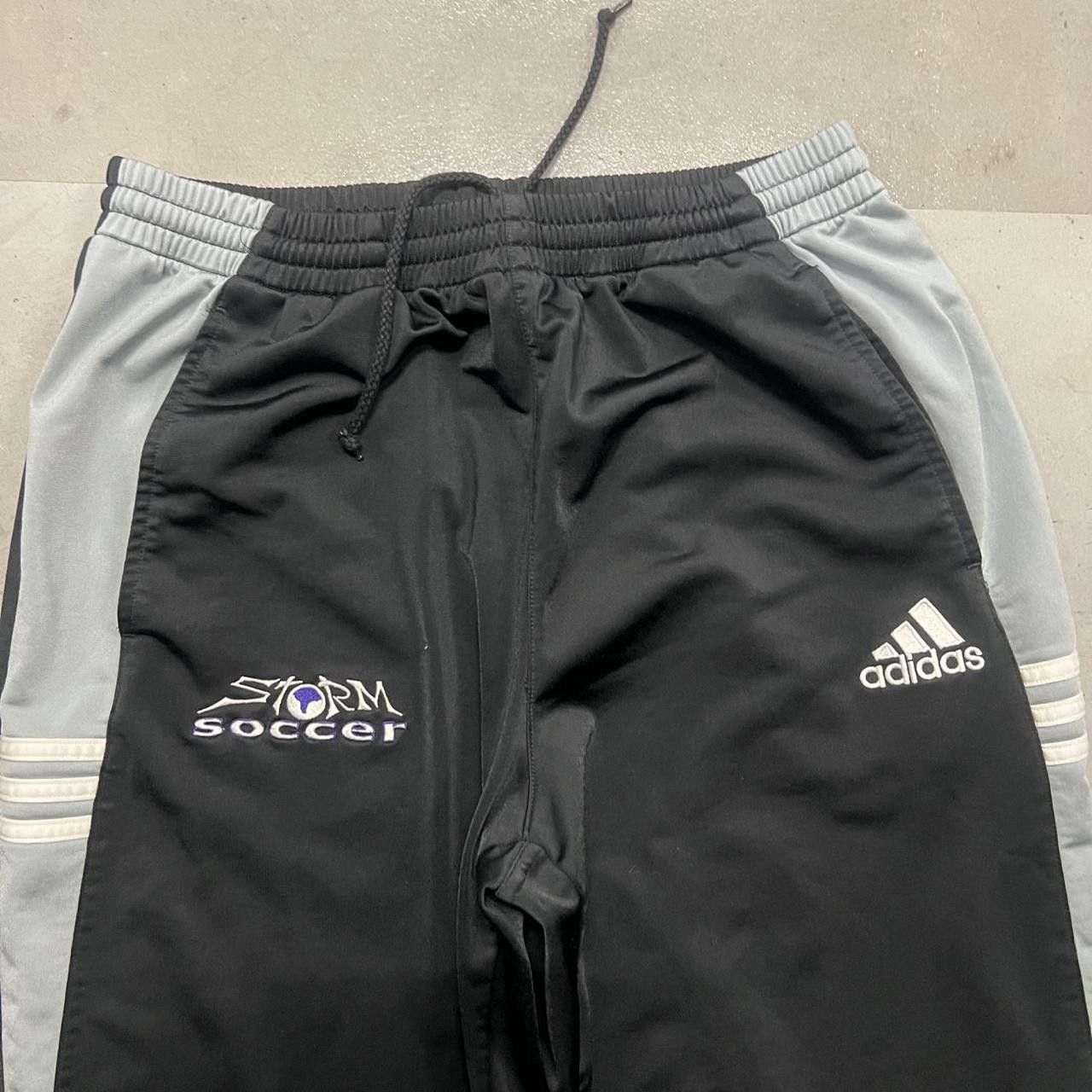 Adidas × Vintage Vintage Y2K Adidas Black Storm Soccer Striped Trackpants! Size US 34 / EU 50 - 3 Thumbnail