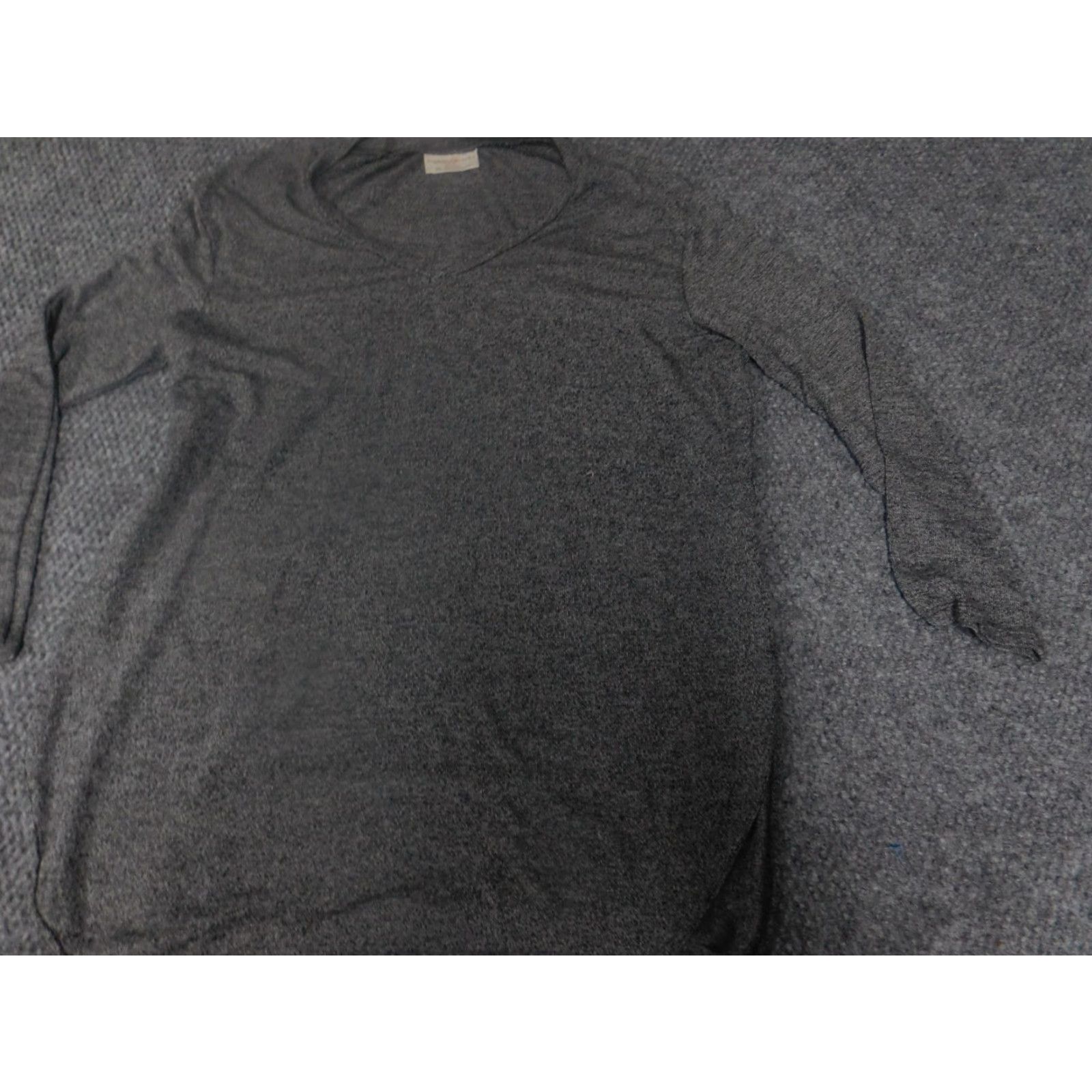 Vintage Bobbie Brooks Womens Blouse XL Gray Crew Neck Long Sleeve Pullover Stretch Casual Regular Cotton Rayon Solid Basic Classic Shirt Women Size XL / US 12-14 / IT 48-50 - 3 Thumbnail