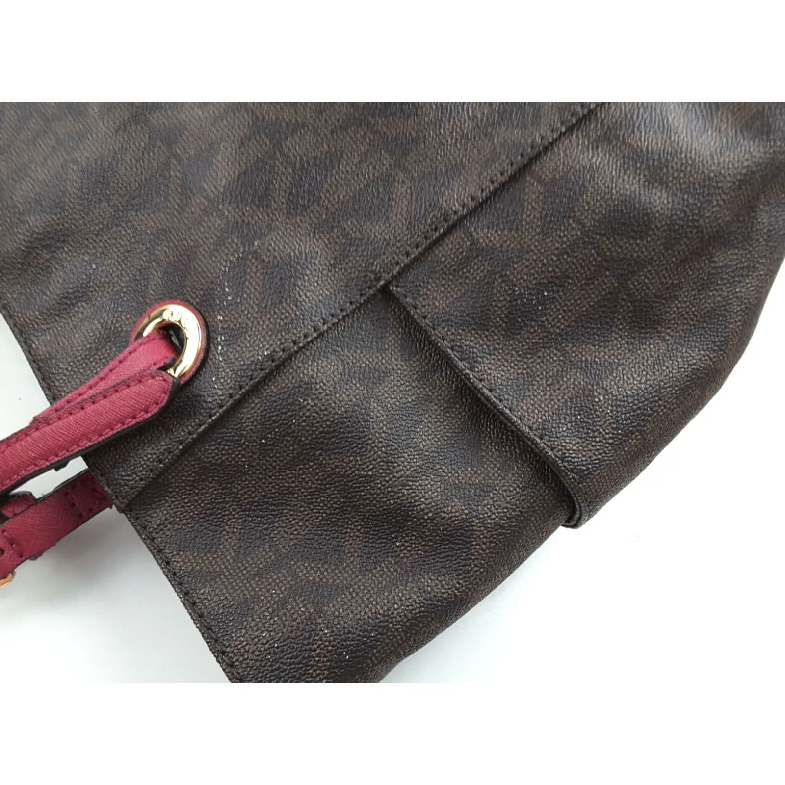 Michael Kors Michael Kors Jet Set Signature Brown Magenta Straps Purses Handbag Tote Bag Women's Medium Bag Size ONE SIZE - 6 Thumbnail