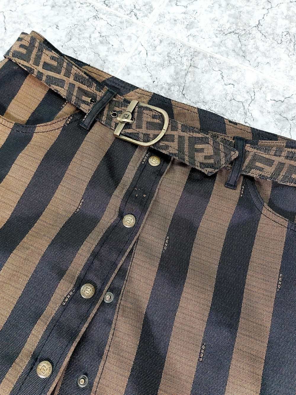 Fendi Fendi Zucca FF Belted Monogram FF 90’s Mini Pencil Skirt Size 32" / US 10 / IT 46 - 11 Thumbnail