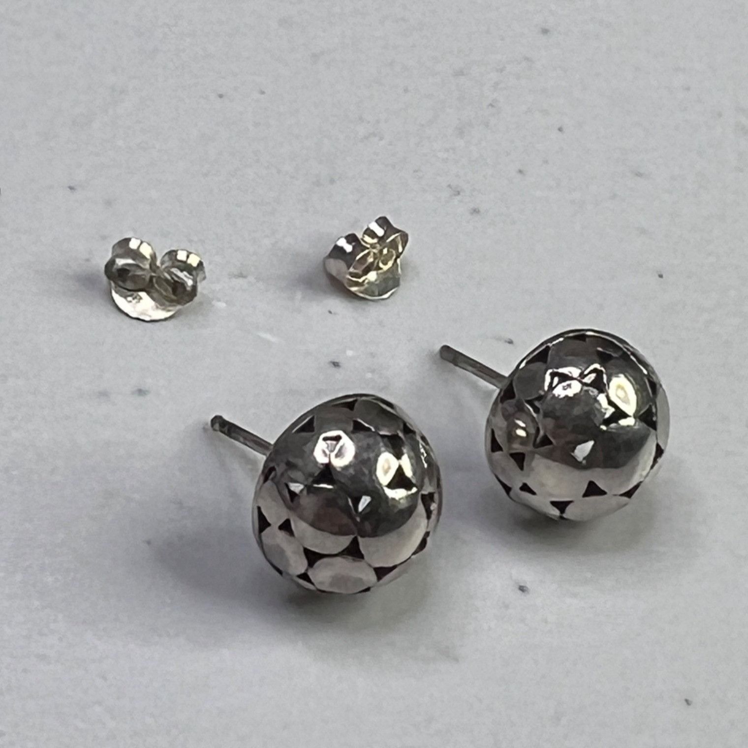 Designer Sterling Silver Faceted Round Stud Earrings Size ONE SIZE - 9 Thumbnail