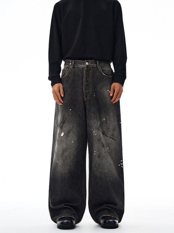 Vintage Men's American street splatter distressed straight jeans Size US 32 / EU 48 - 1 Thumbnail