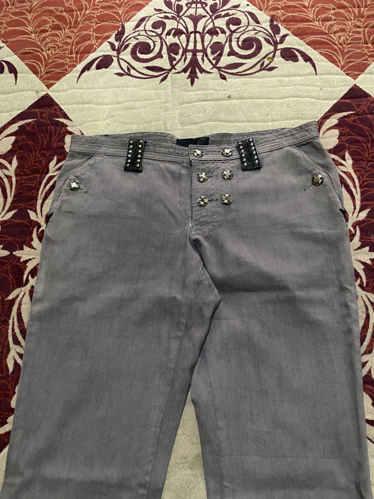 If Six Was Nine Rare Nstyle Japan Denim Snake Skin Studded Size US 33 - 3 Thumbnail