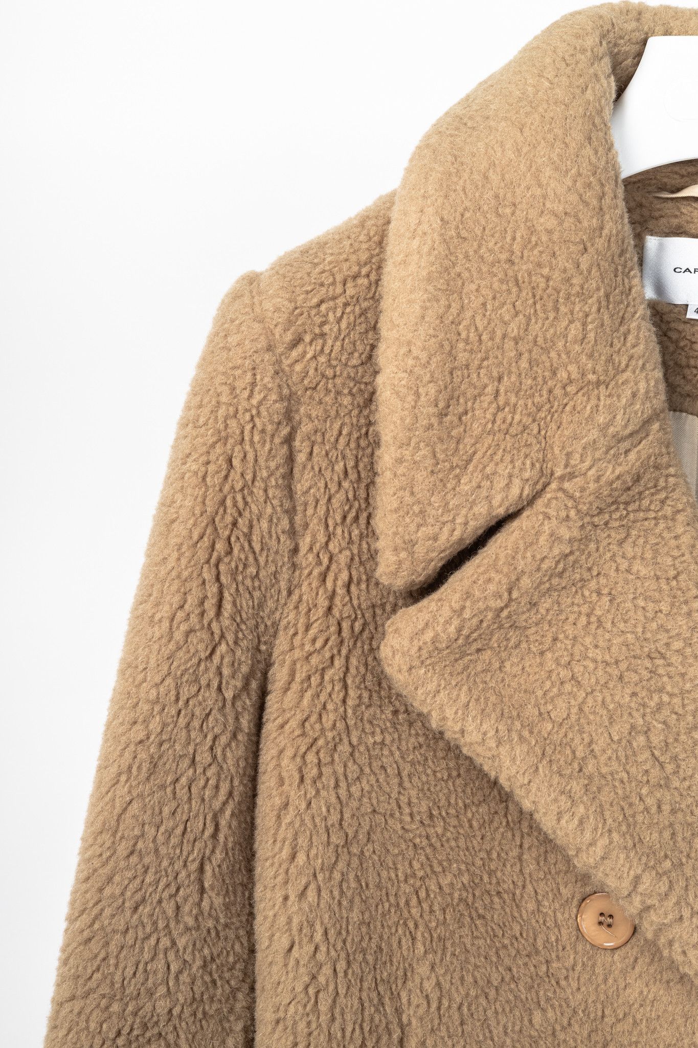 Carven Carven PF15 Camel Alpaca Shearling Double-Breasted Coat Size L / US 10 / IT 46 - 5 Thumbnail