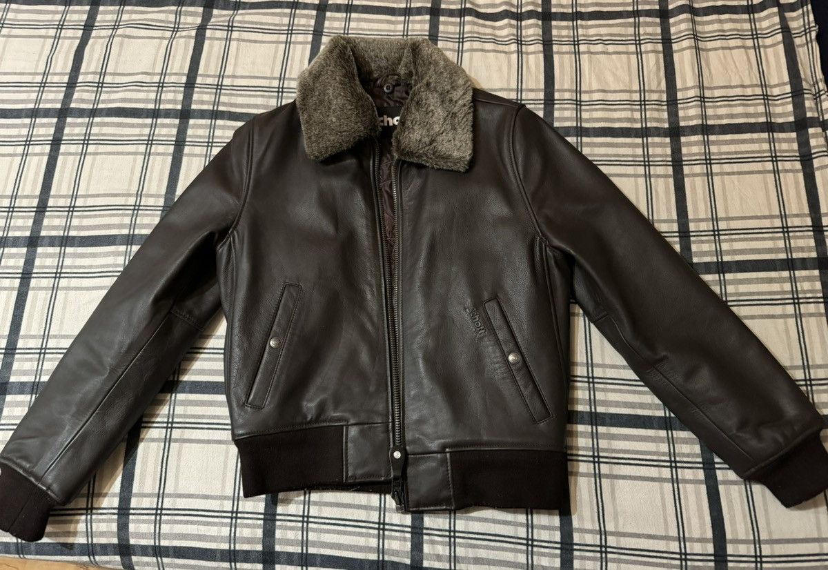 image of Schott Nyc Bomber Leather Jacket in Browns, Men's (Size Small)