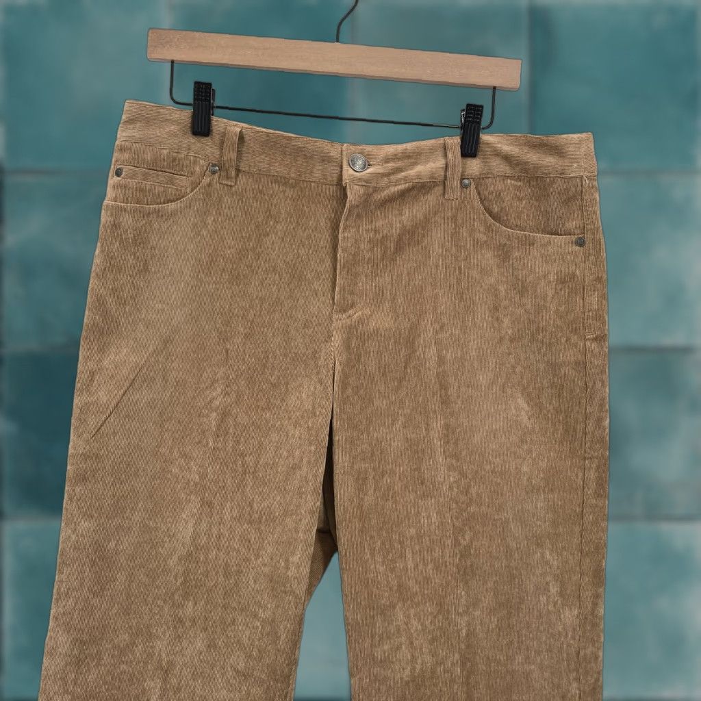 Vintage Christopher & Banks Corduroy Pants Women's 12 Brown Stretch Nylon Blend Relaxed Straight Pockets Casual Chino Fall Spring Summer Winter Mulit-Season Size 34" / US 12 / IT 48 - 1 Thumbnail