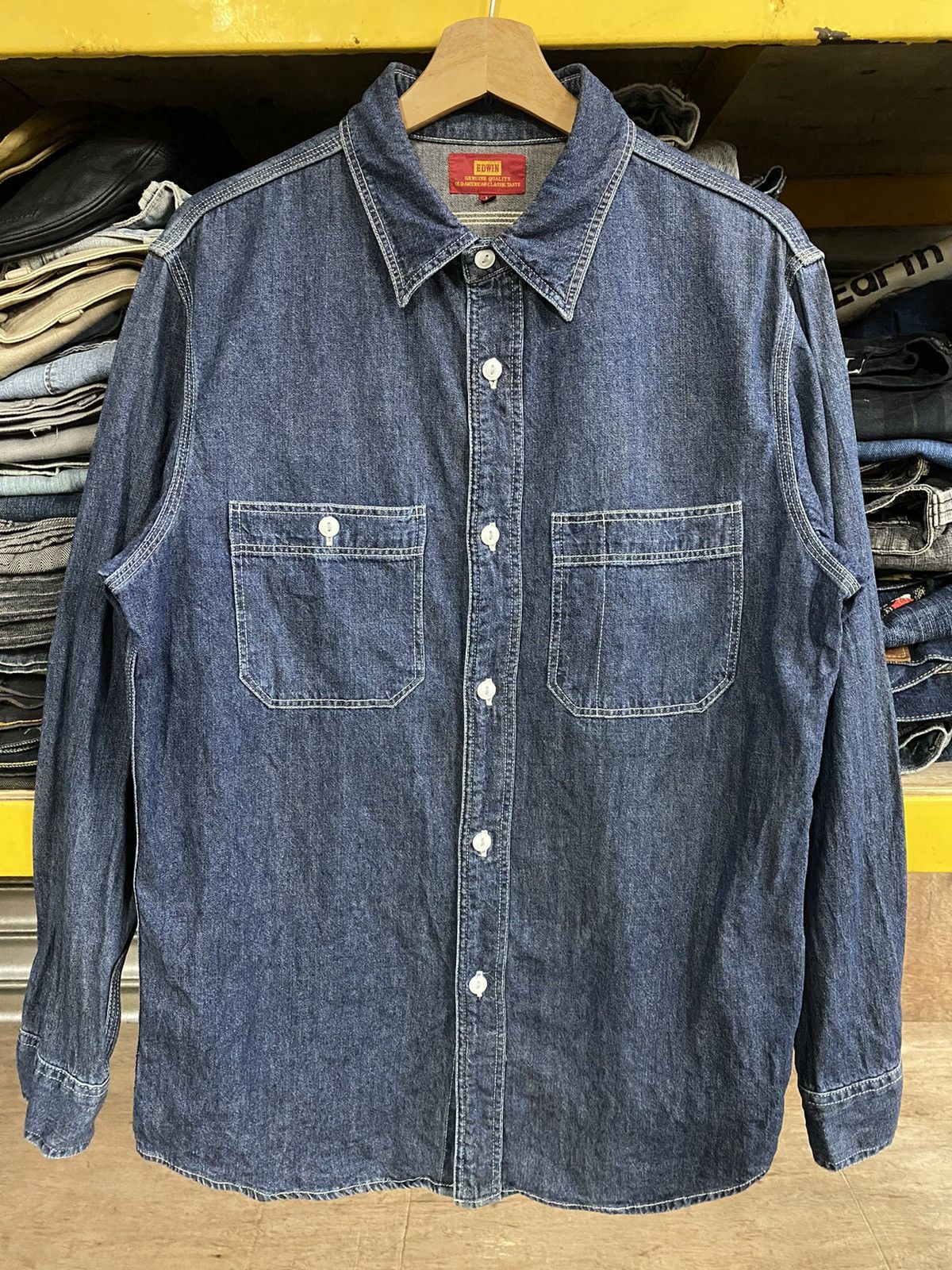 Edwin × Japanese Brand Japanese Edwin Old America Classic Taste Denim Shirt Size US L / EU 52-54 / 3 - 1 Thumbnail