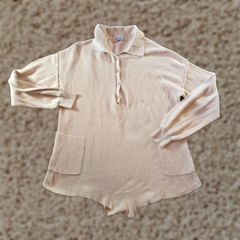 Free People Free People Romper Womens Size S Beige Tan Ribbed Knit Beach Minimal Size S / US 4 / IT 40 - 1 Thumbnail