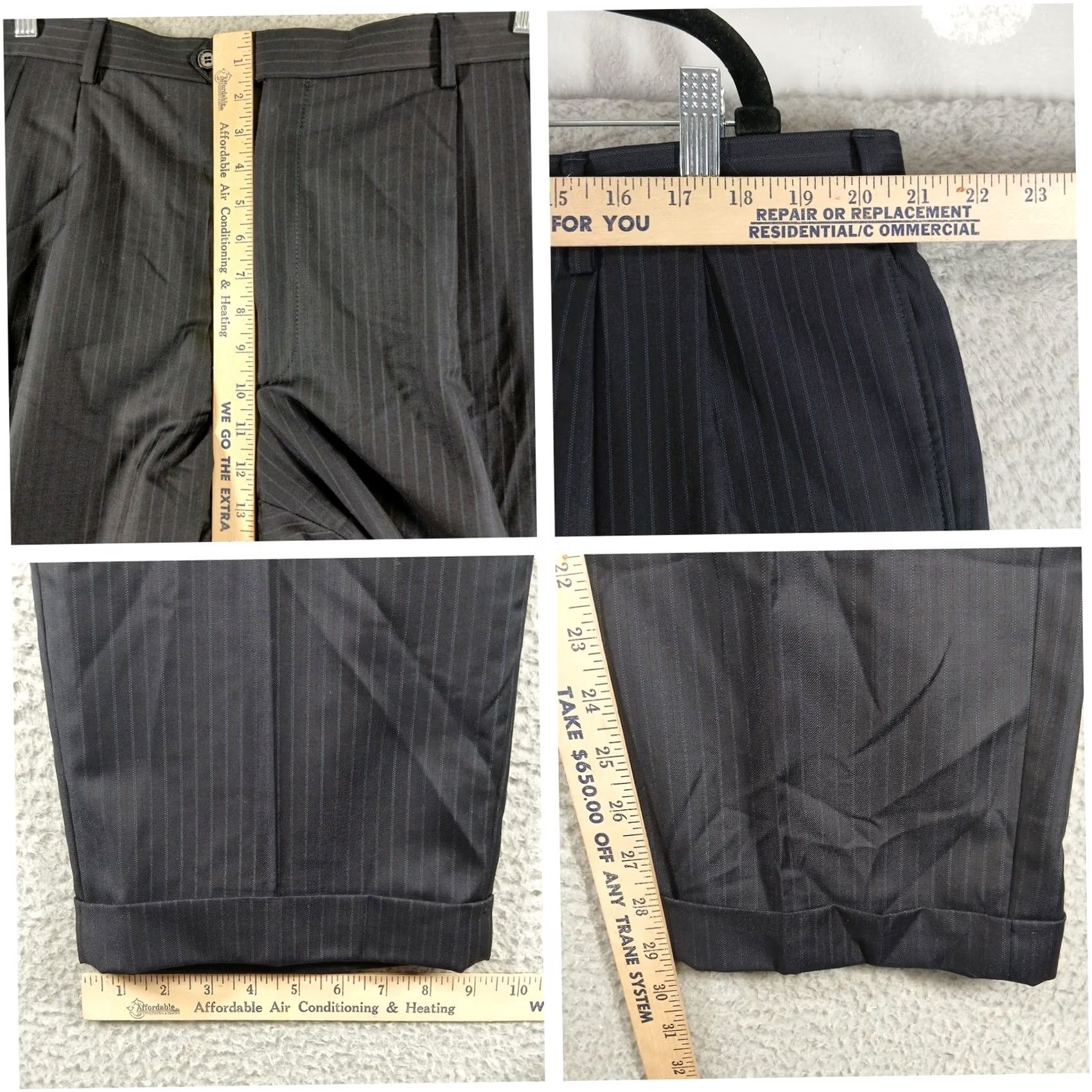 Jos. A. Bank JoS. A. Bank Navy Pinstripe Suit Pants 100% Wool Pleated Cuffed 40 RG Size 40R - 6 Thumbnail