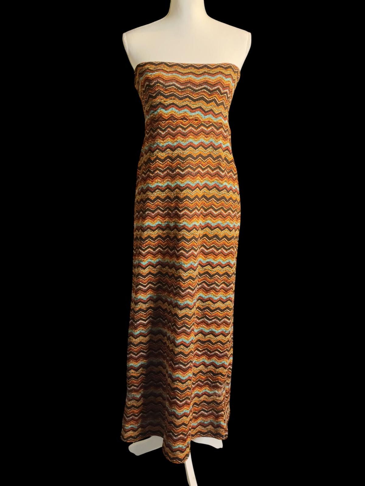 Other Young at Heart Women's Strapless Maxi Dress w Zigzag Pattern Size M / US 6-8 / IT 42-44 - 3 Thumbnail