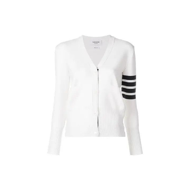 Thom Browne Thom Browne White Merino Wool Cardigan -2507 Size M / US 6-8 / IT 42-44 - 7 Thumbnail