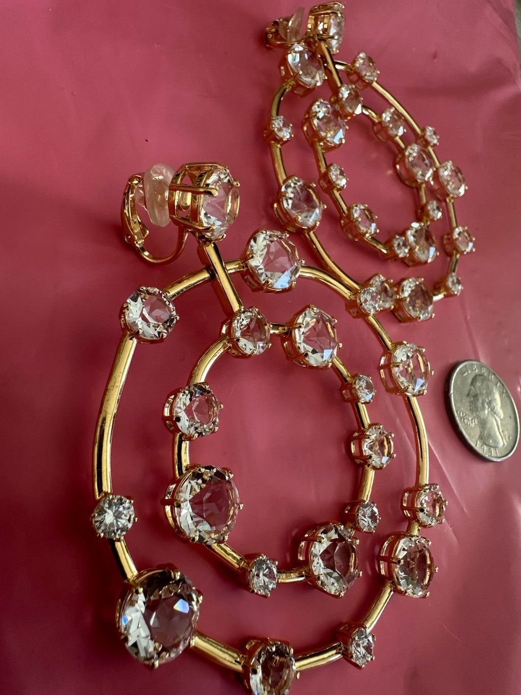 Swarovski Swarovski Signed Large Dangle Circles ClipOn Crystal Earring Size ONE SIZE - 1 Thumbnail