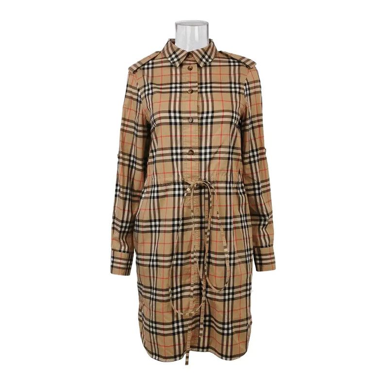 Burberry Burberry Cotton Check Dress in Khaki Size M / US 6-8 / IT 42-44 - 1 Thumbnail