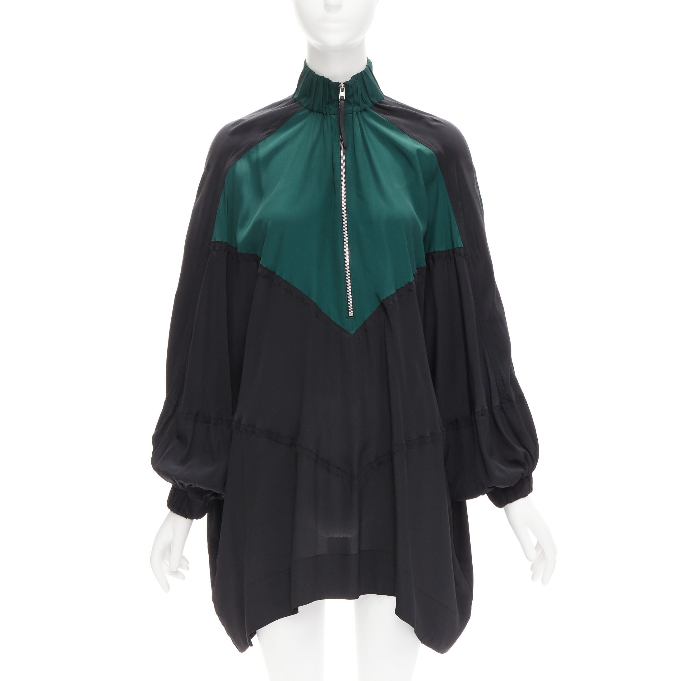 image of Marni Green Black Colorblock Batwing Track Suit Inspired Dress It36 Xs, Women's