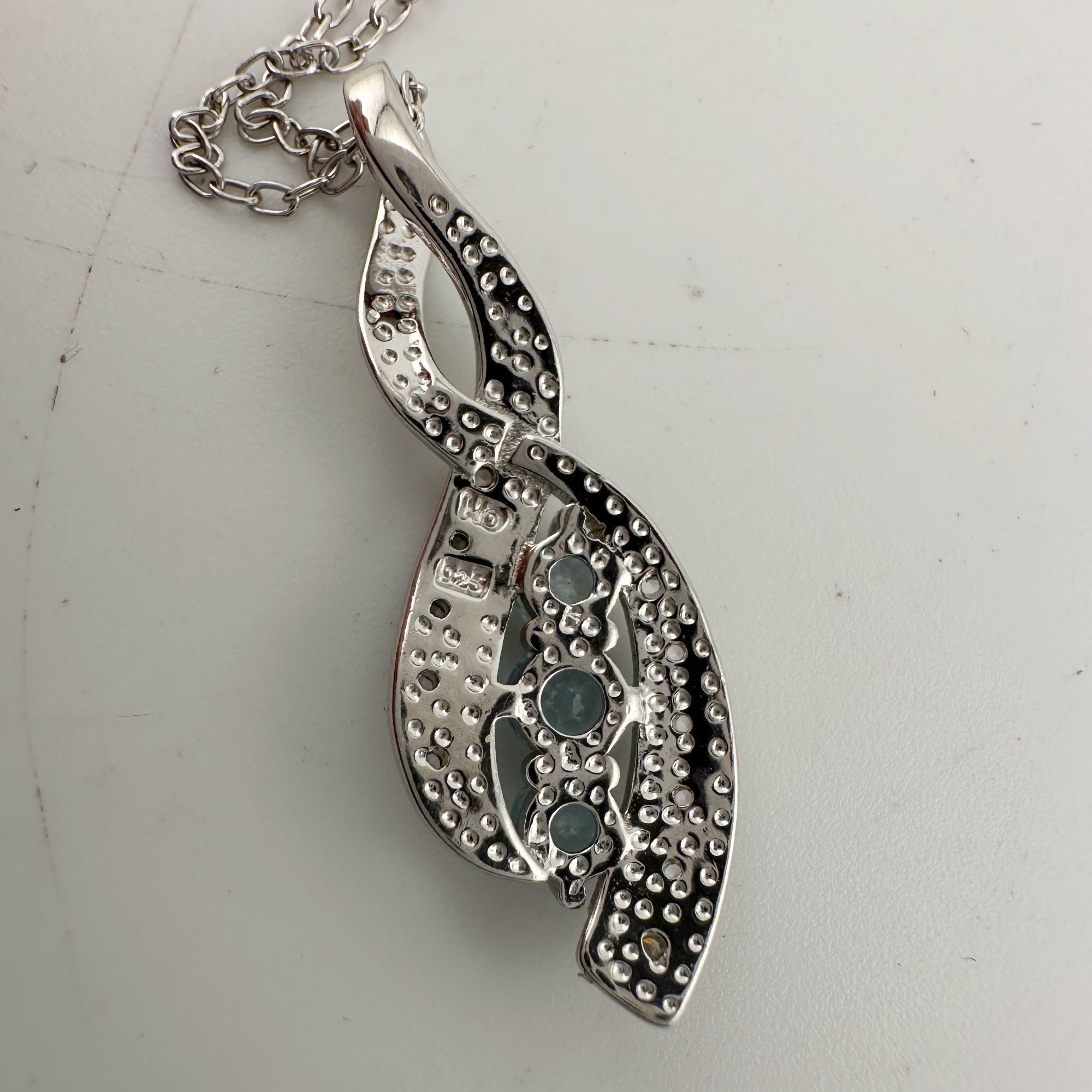 Other Blue Topaz Swirling Ribbon Necklace with Diamond Accent Size ONE SIZE - 10 Thumbnail