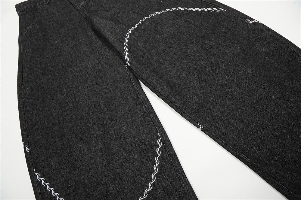Vintage Men's irregular embroidery casual loose scimitar jeans Size US 32 / EU 48 - 4 Thumbnail
