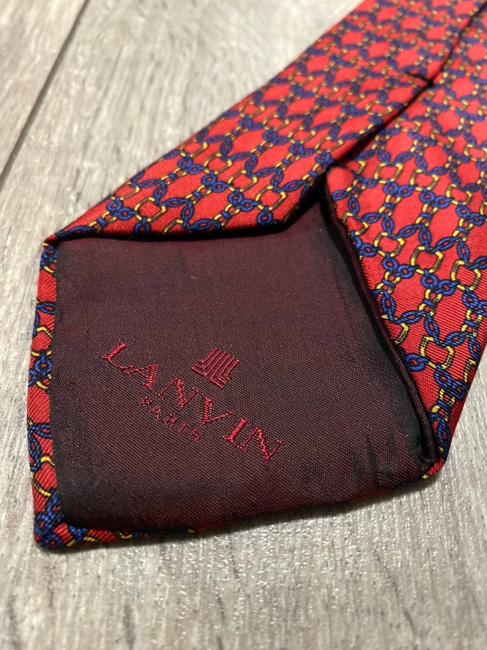 Lanvin Lanvin Paris Red Silk Pattern Tie Vintage Сhains Y2K Size ONE SIZE - 4 Thumbnail