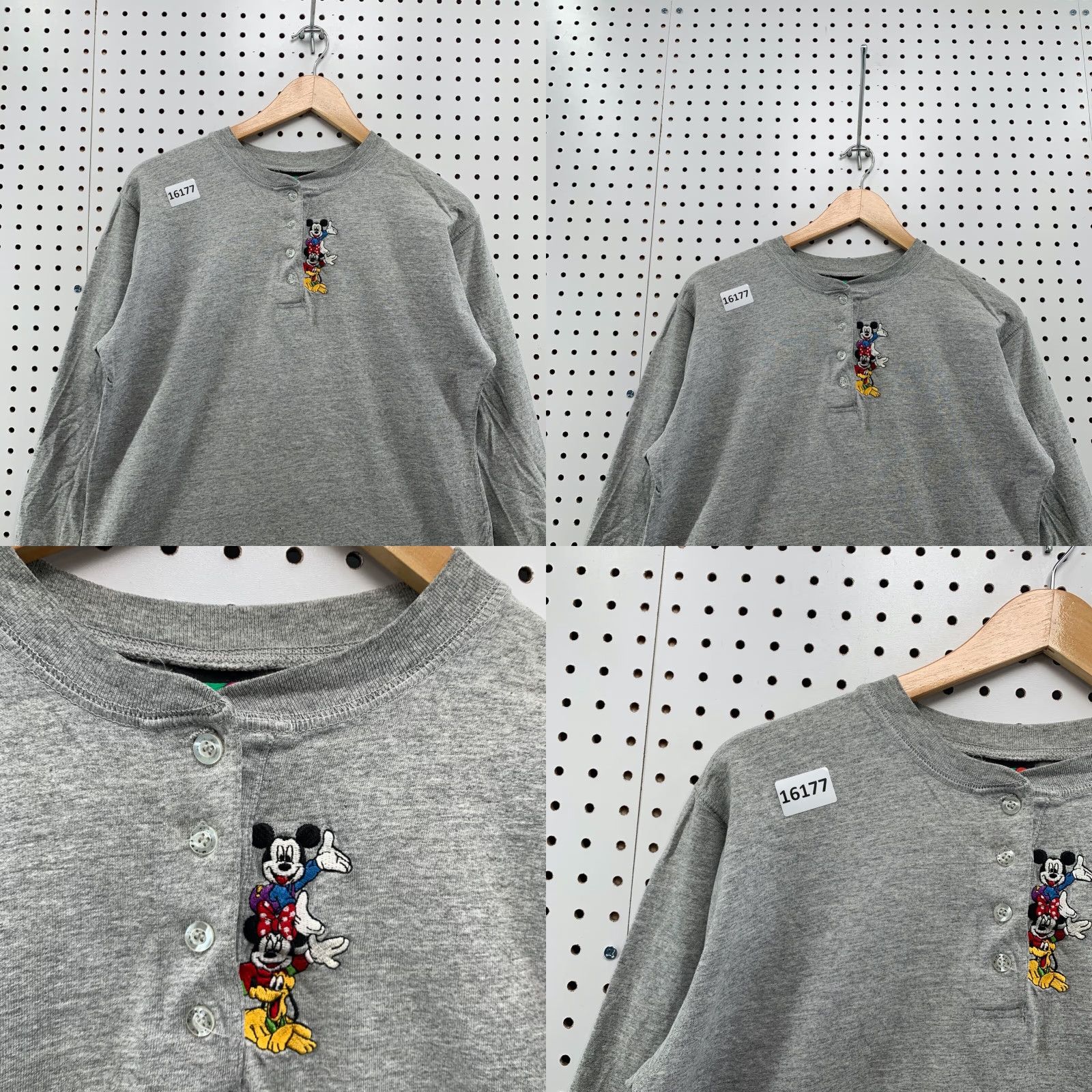 Mickey Unlimited Vintage Mickey Unlimited Henley Shirt Gray Long Sleeve Adult Medium Cartton TEE Size US M / EU 48-50 / 2 - 8 Thumbnail