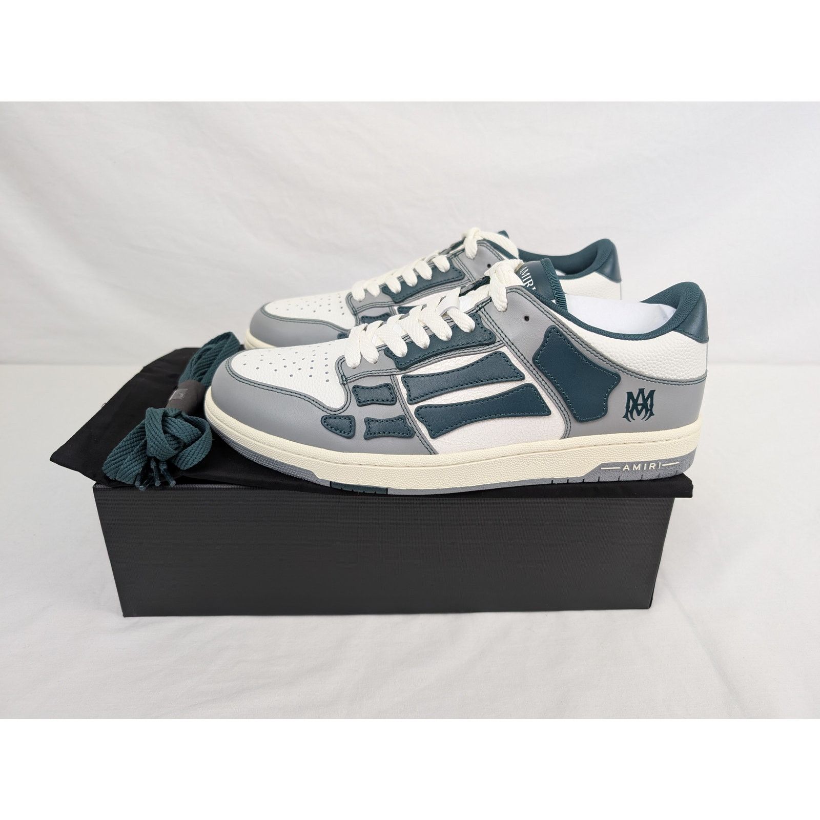 Amiri o1rshd1 Varsity Skel Skeleton Top Low Sneakers in Evergreen Size US 13 / EU 46 - 17 Thumbnail