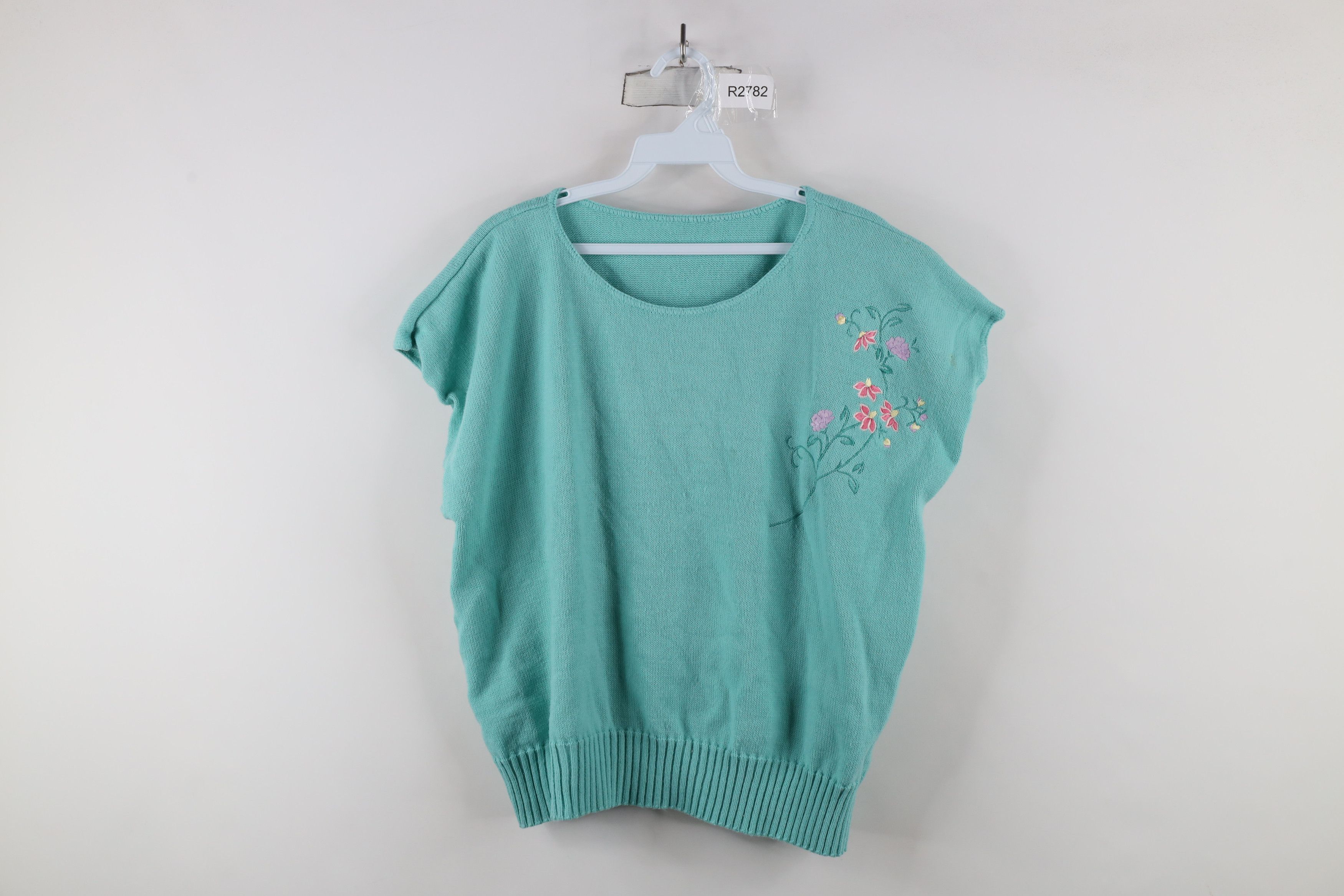 Vintage Vintage 80s 90s Streetwear Flower Knit Dolman Sleeve Sweater Size L / US 10 / IT 46 - 1 Thumbnail