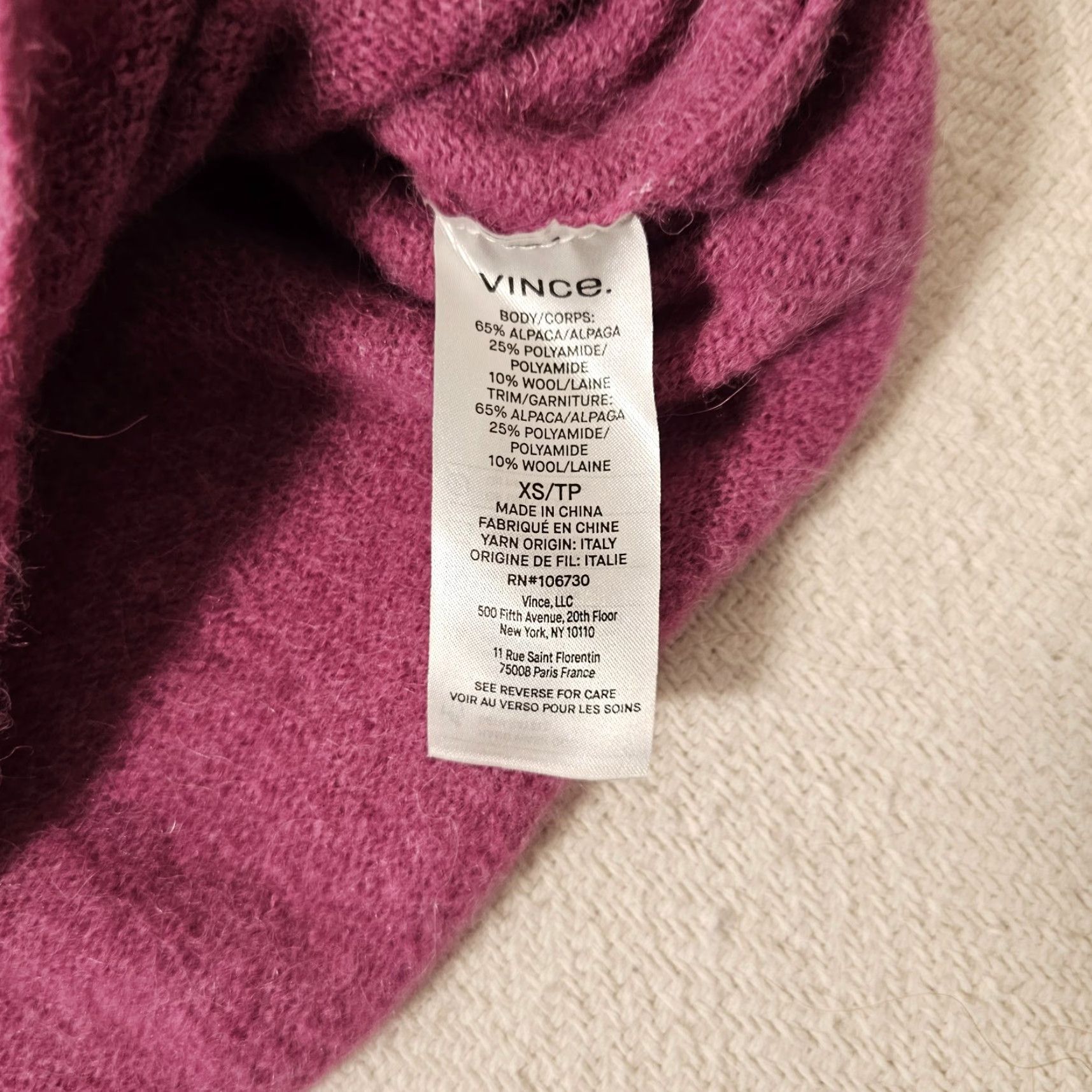 Vince Vince Women's Sweater Collared Long Sleeve Purple Alpaca Blend XS Womens Size XS / US 0-2 / IT 36-38 - 7 Thumbnail