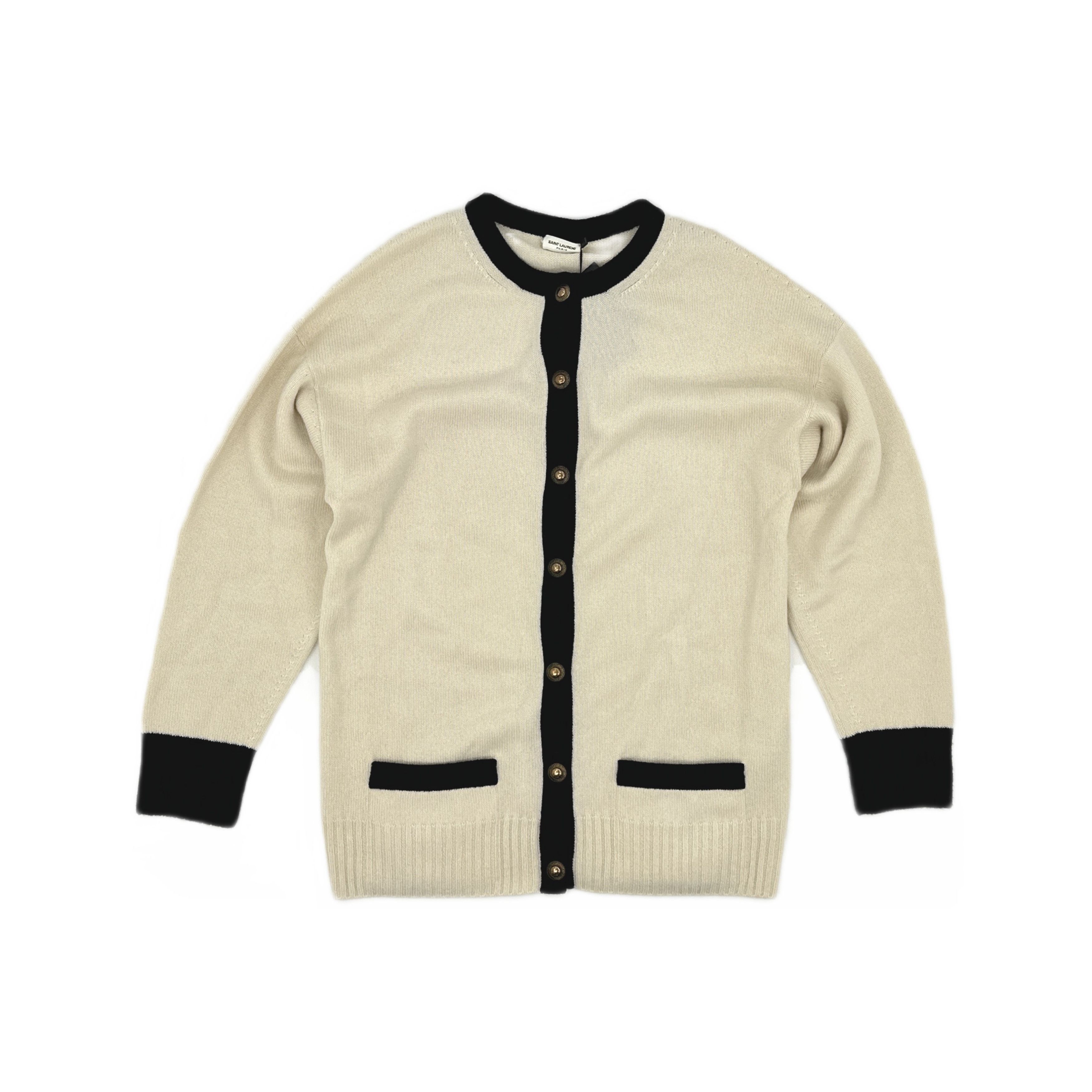 Saint Laurent Paris Saint Laurent Contrast Cashmere Cardigan Size S Size S / US 4 / IT 40 - 1 Thumbnail