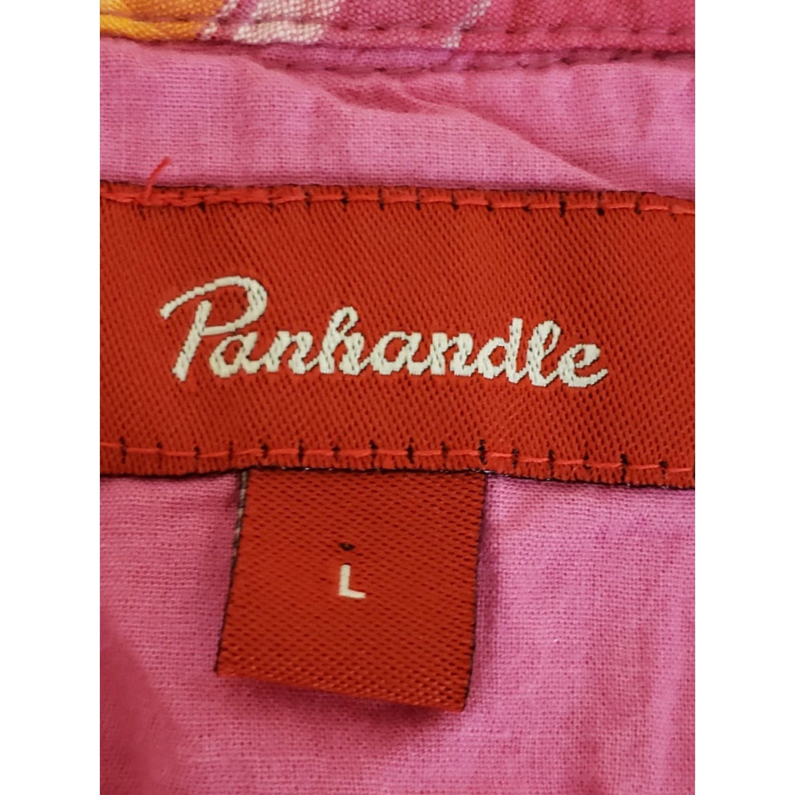Vintage Panhandle Womens Western Pearl Snap Top L/S Pink V-Neck Collared Cotton Blend Embroidered Size L / US 10 / IT 46 - 3 Thumbnail