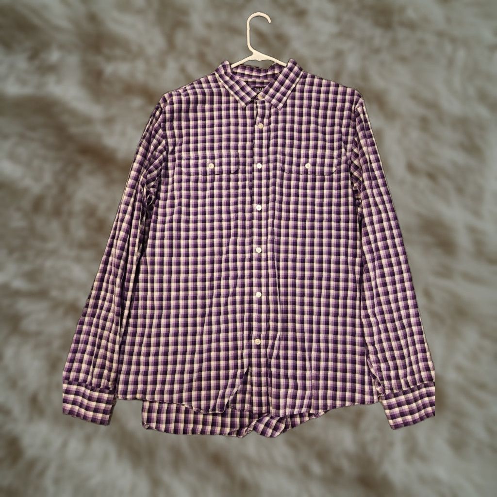 Michael Kors Michael Kors Mens Button-Up Shirt Plaid XL Purple Size XL Long Sleeve Size US XL / EU 56 / 4 - 1 Thumbnail