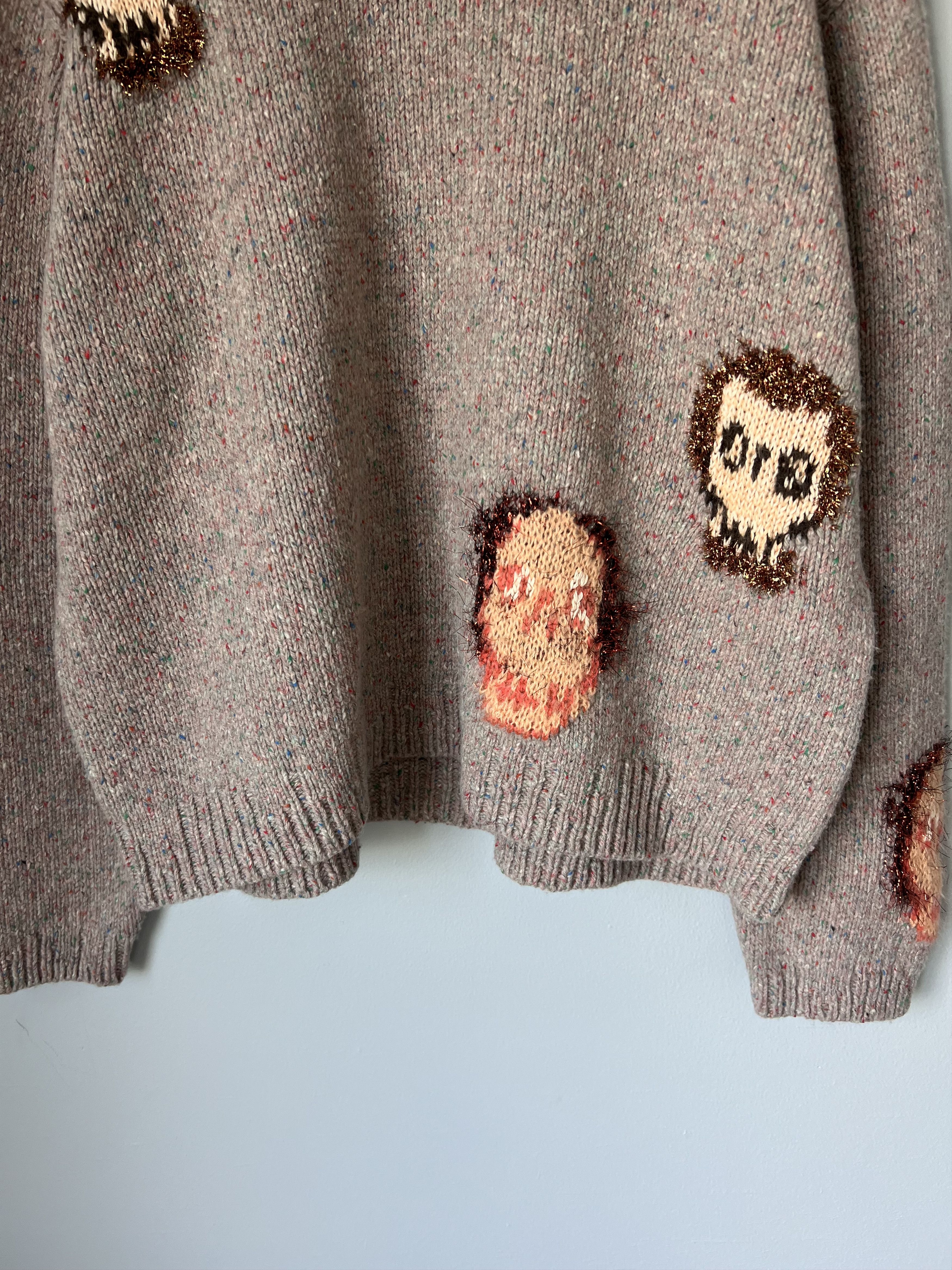 Acne Studios Acne Studios Konegal Skull Wool Blend Sweater in Beige Size US L / EU 52-54 / 3 - 3 Thumbnail