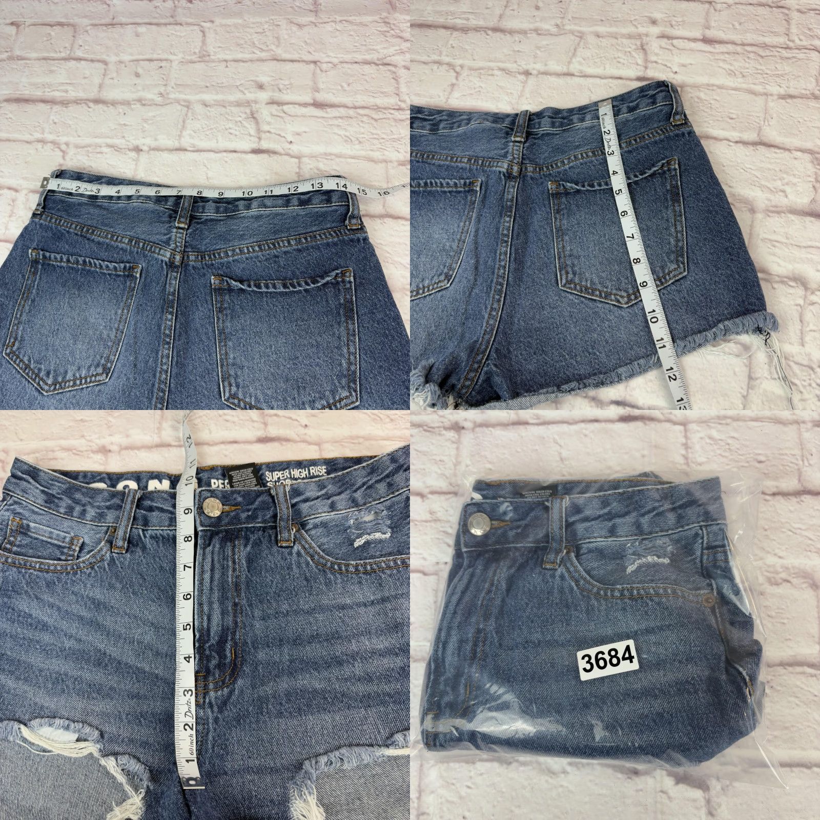 Vintage S.O.N.G. Shorts Juniors 9 Blue Super High Rise Distressed Cutoff Frayed Hem Size 30" / US 8 / IT 44 - 8 Thumbnail