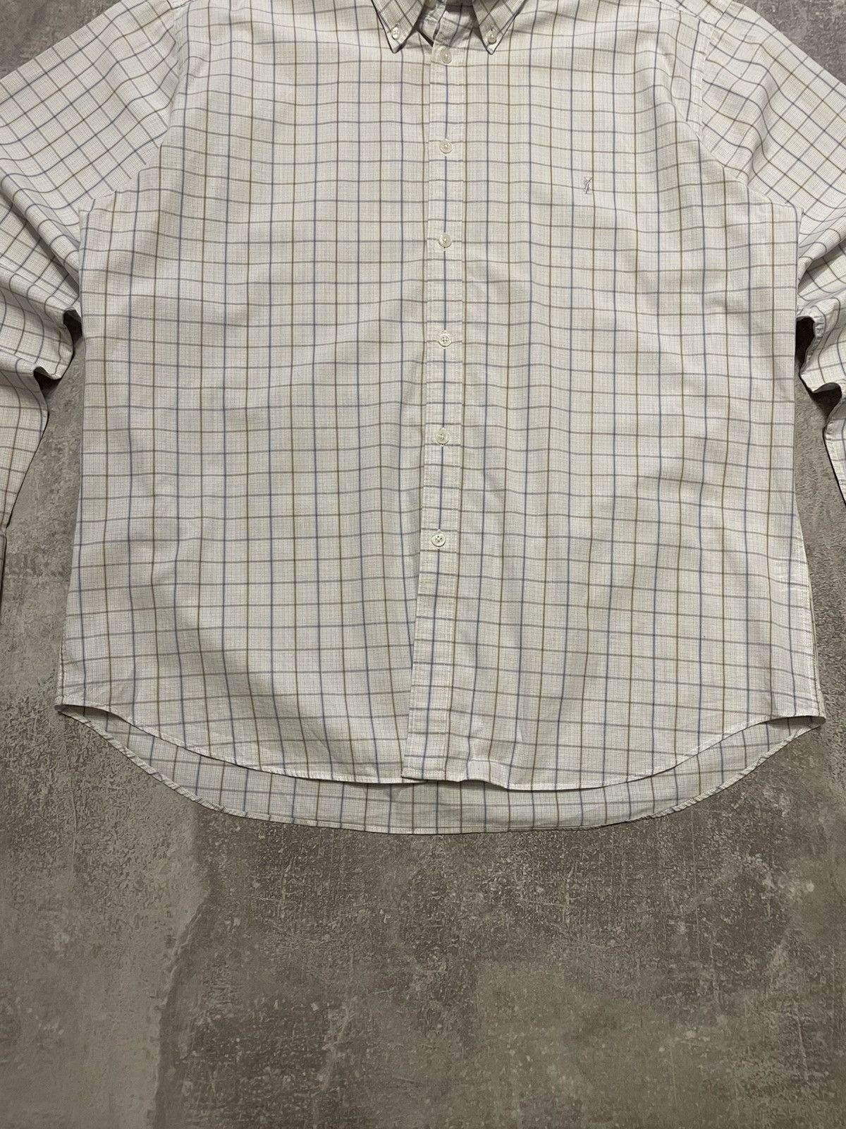 Vintage Vintage YSL Yves Saint Laurent Checked Long Sleeve Shirt Size US XL / EU 56 / 4 - 4 Thumbnail