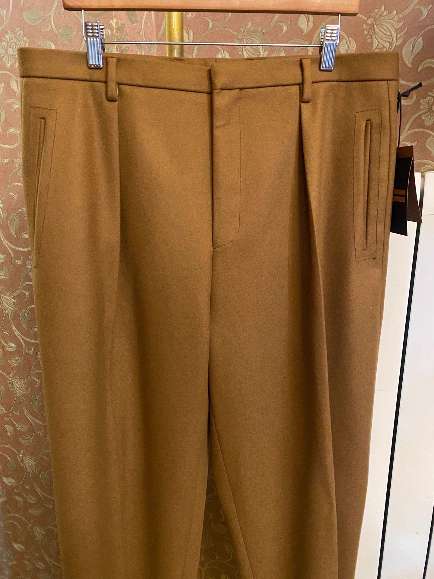 Ermenegildo Zegna ZEGNA Couture Runway Swiss Camel Wool Wide-Leg Pant Size US 36 / EU 52 - 4 Thumbnail