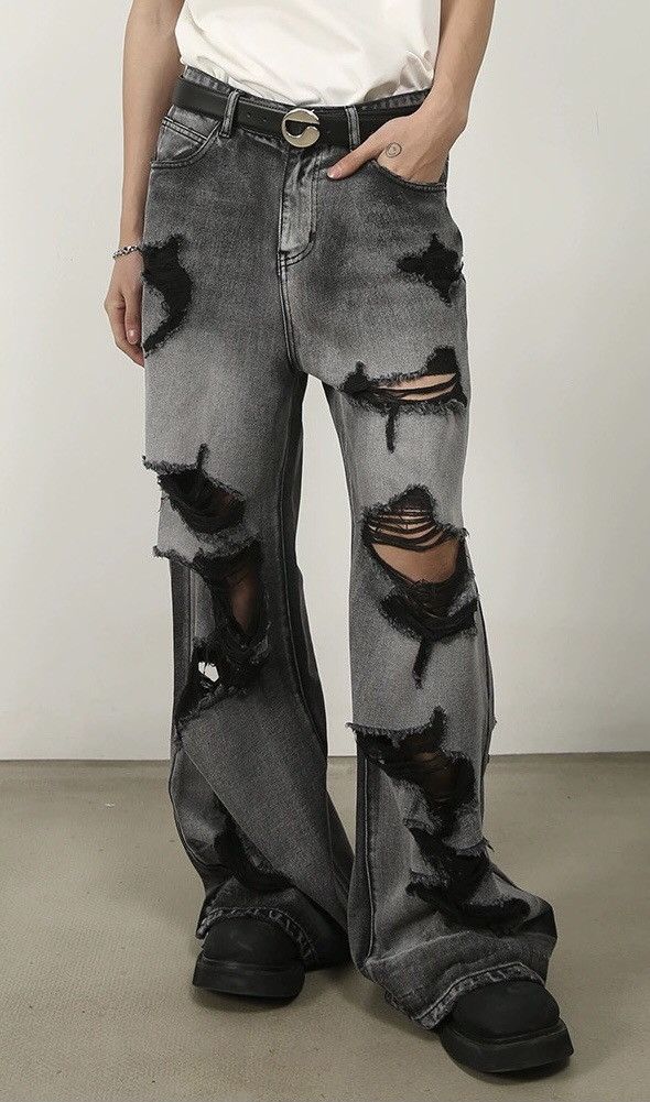 Japanese Brand × Vintage Utility grunge distressed ripped mopping jeans Size US 30 / EU 46 - 1 Thumbnail